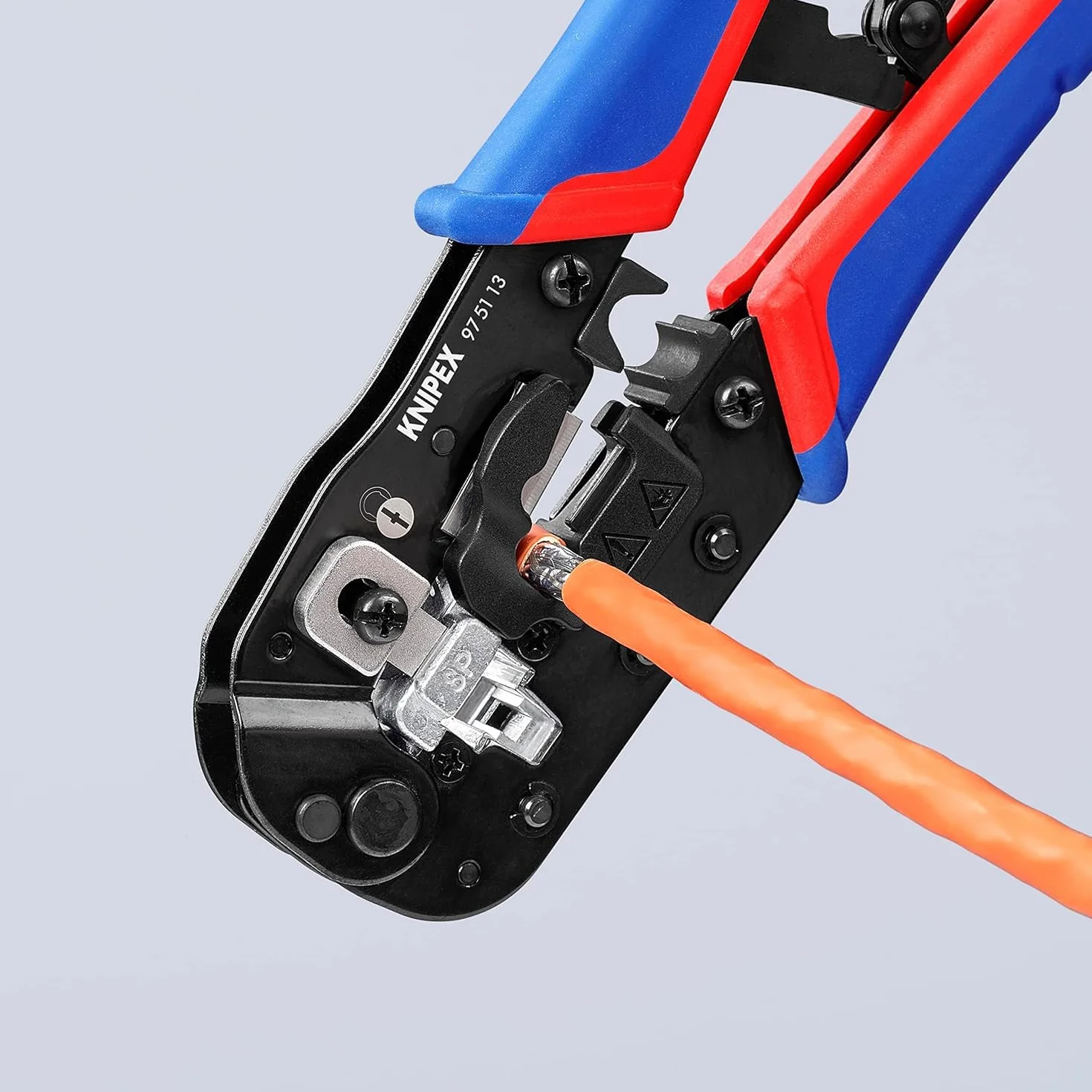 KNIPEX Szczypce do zagniatania złączy typu Western RJ45 z osłonkami wielokomponentowymi 190 mm, 97 51 13