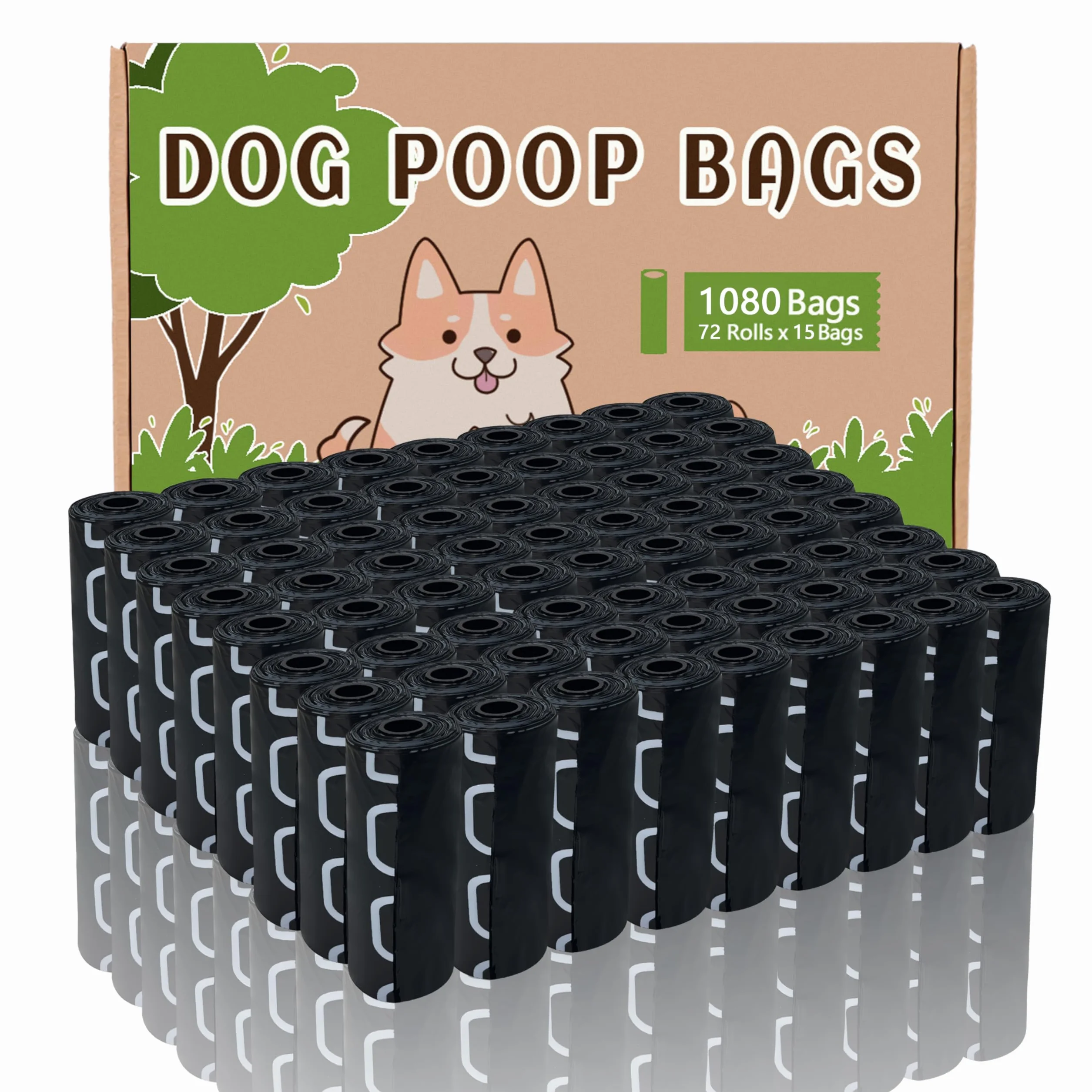 AiTodos® 1080 sztuk, 31x22cm, Worki na Psie Odchody, Materiał Polietylenowy, Worki na Odchody, Bardzo Grube i Trwałe, 100% Szczelne, Odpowiednie na Wyjścia, Przenośne 72 Rolek, 15 sztuk w Rolce
