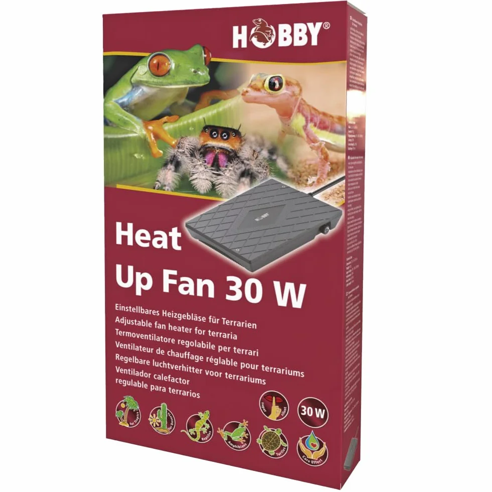 Hobby Heat Up Fan 30 W I terrarium terrarium terrarium, równomierne ciepło i cyrkulacja powietrza dla gadów, energooszczędne ogrzewanie terrariów z wentylatorem, bezpieczny system ogrzewania dla