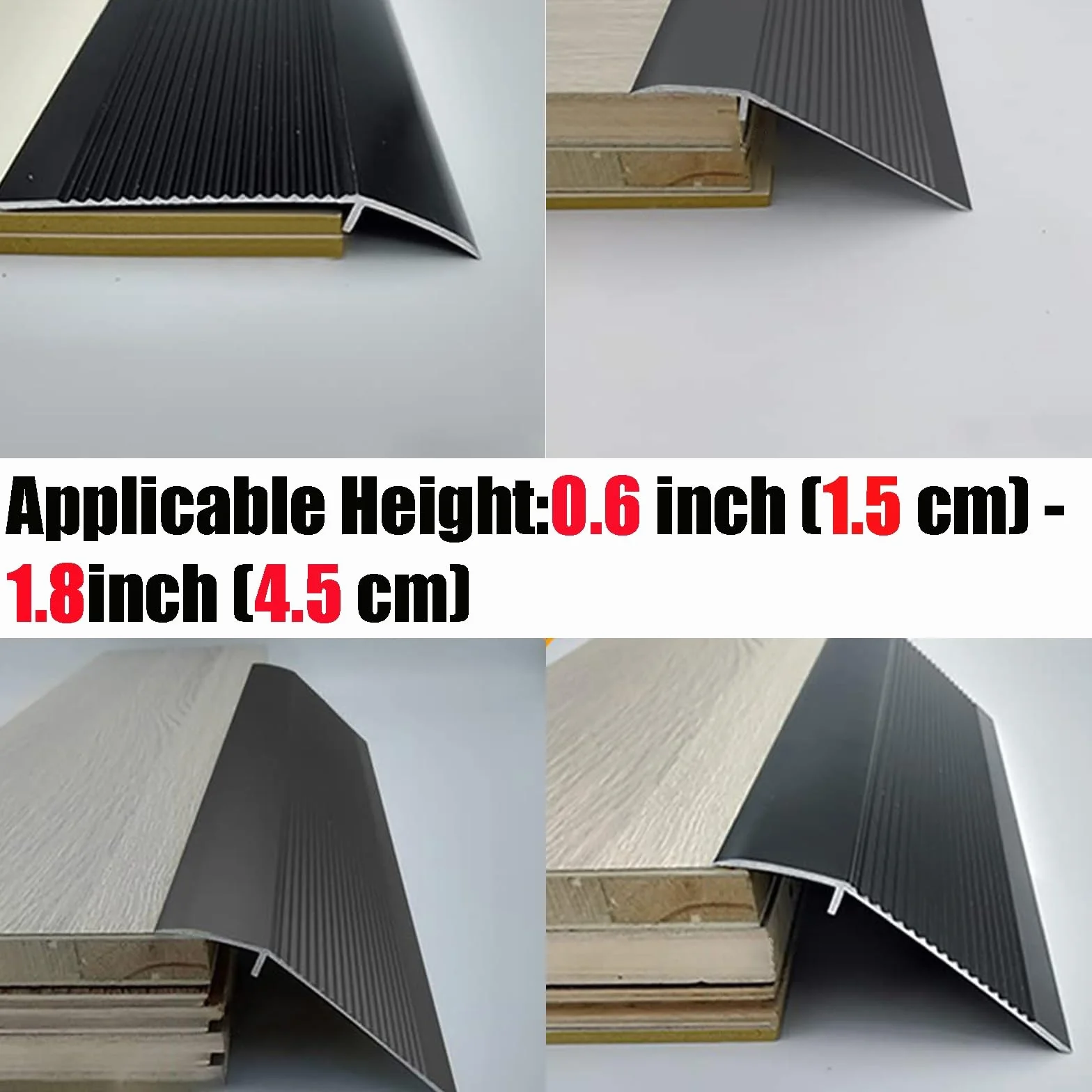 10 cm bardzo szeroka listwa przejściowa do podłogi aluminiowa, rampy progowe do drzwi, do laminatu progu krawędzi drzwi od 1,5 cm do 4,6 cm, czarny, szary, srebrny, złoty, szampański (kolor: szary