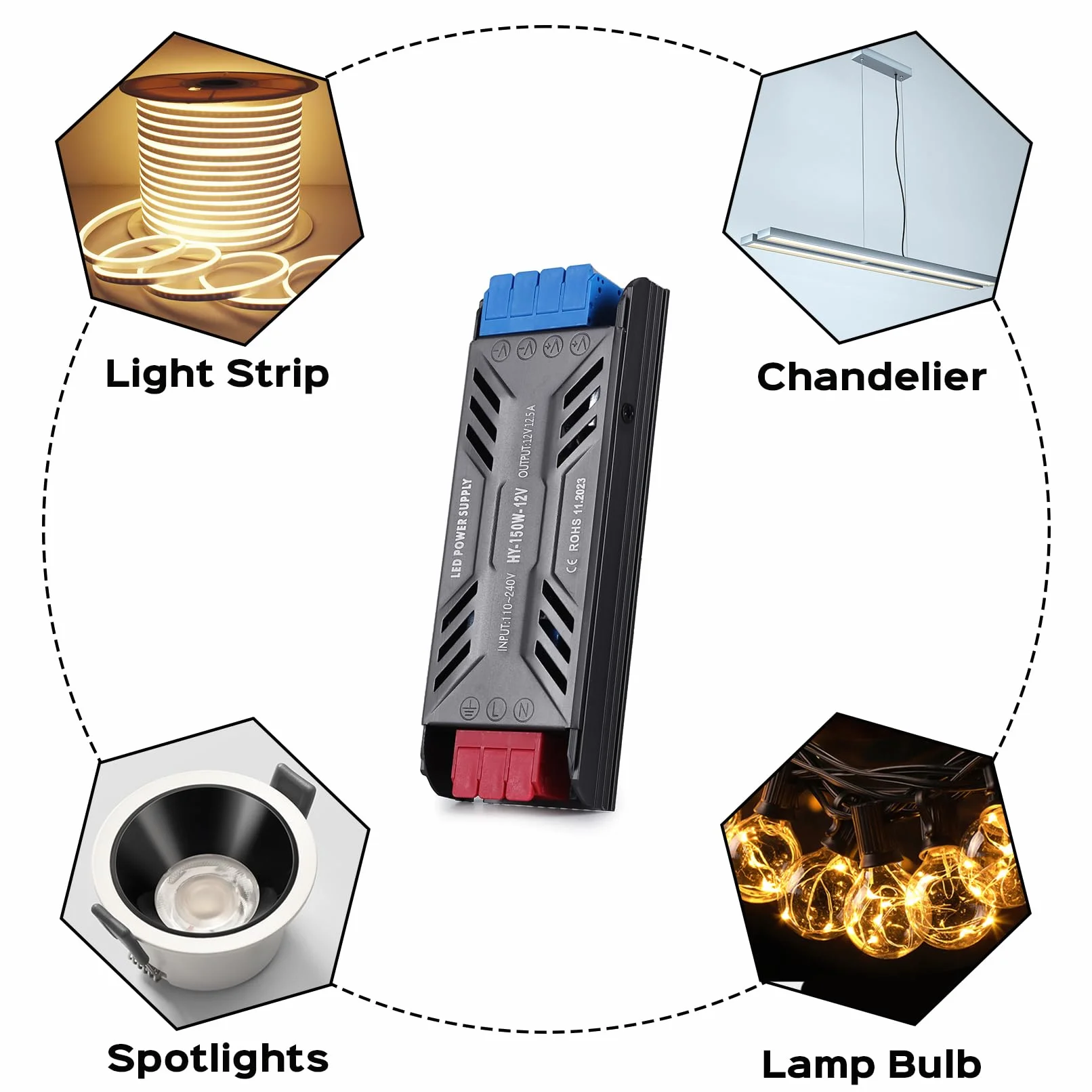 Transformator LED 24V 400W Zasilacz Sterownik LED 16.6A Zasilacz Wejście 220V AC na 24V DC Transformatora Sterownik Stałego Napięcia LED Niskonapięciowy Niskie Transformator