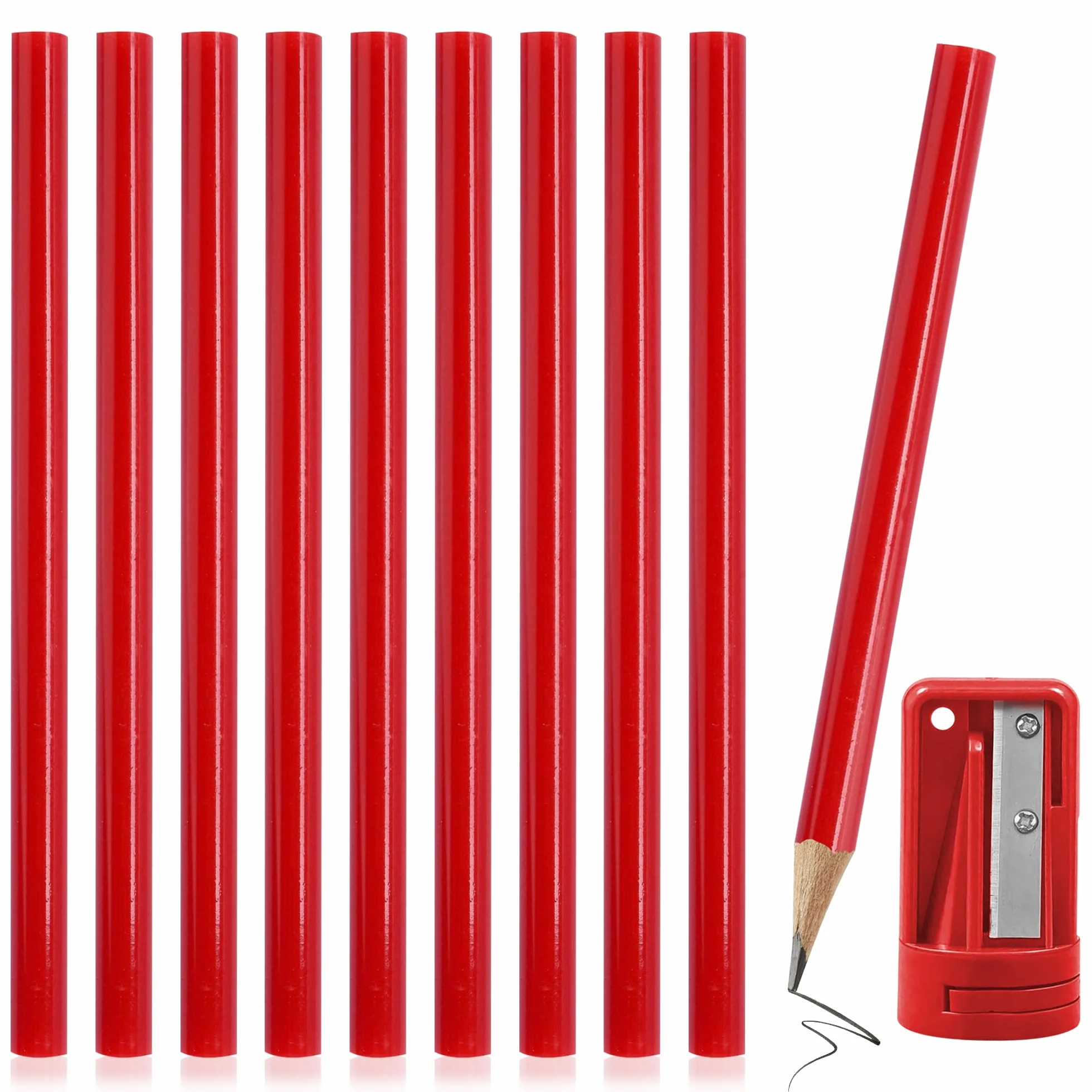 Rybtd Drewniany ołówek stolarski HB 173 mm, owalny ołówek z temperówką, ołówki stolarskie do obróbki drewna, budownictwa, profesjonalnych celów, 20 szt