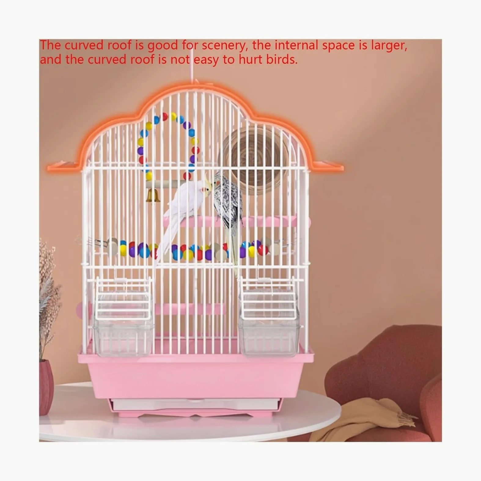 Klatka dla ptaków Klatka dla ptaków Papuga Mały ptak Specjalna klatka dla ptaków Dom Duża ekologiczna willa Dom dla zwierząt(Pink,Mały)