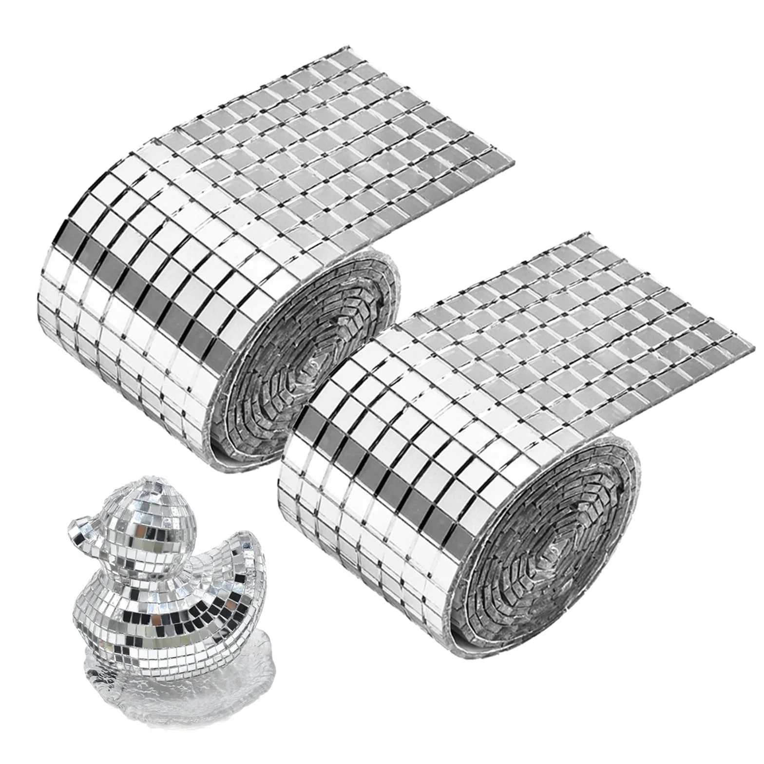 Samoprzylepne lustrzane płytki mozaikowe – 3200 sztuk, 5 x 5 mm srebrna kula dyskotekowa i materiał dekoracyjny DIY, szkło premium z odbiciem na wysoki połysk, dla majsterkowiczów i
