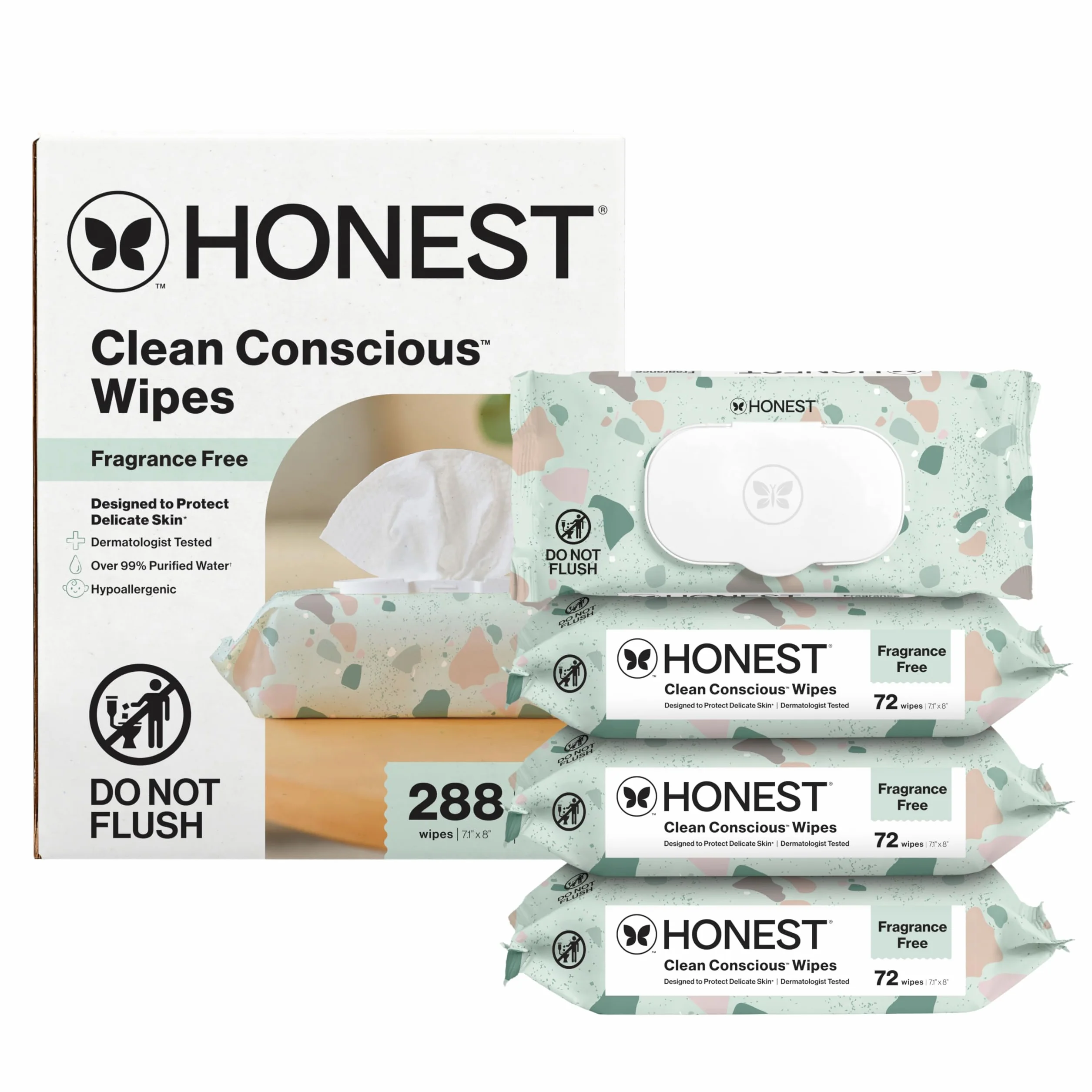 Honest Company All Natural Cloth Baby Wipes (288 Count Total) by Honest
