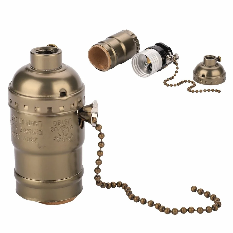 Aluminiowa lampa stołowa, oprawka E27, antyczna miedź, podstawa lampy z zamkiem błyskawicznym, lampa biurkowa, oświetlenie, podstawa śrubowa (brązowa)