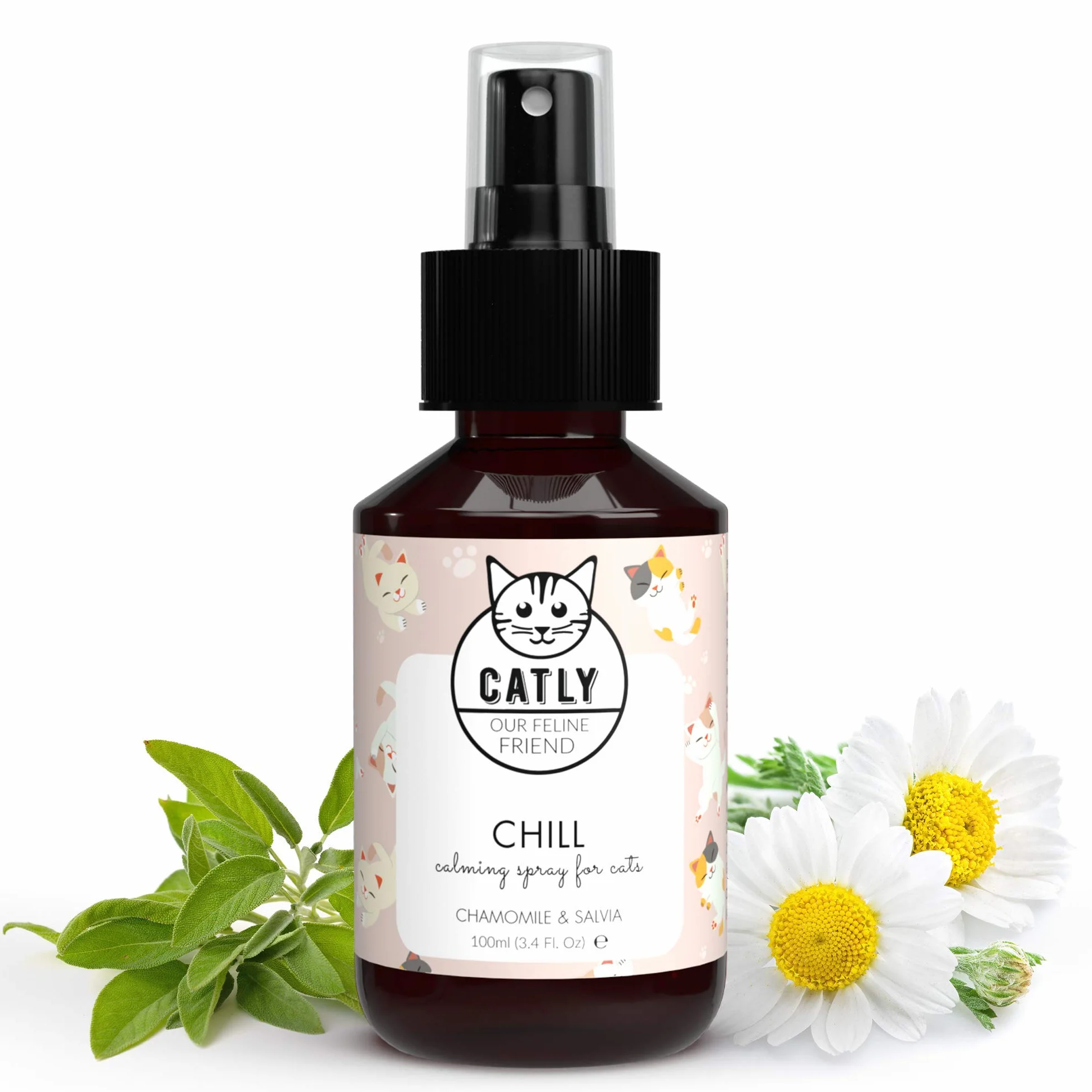 Catly Spray uspokajający dla kotów, 100ml - kocimiętka w sprayu, działanie antystresowe - spray relaksujący dla kotów, idealny w podróży