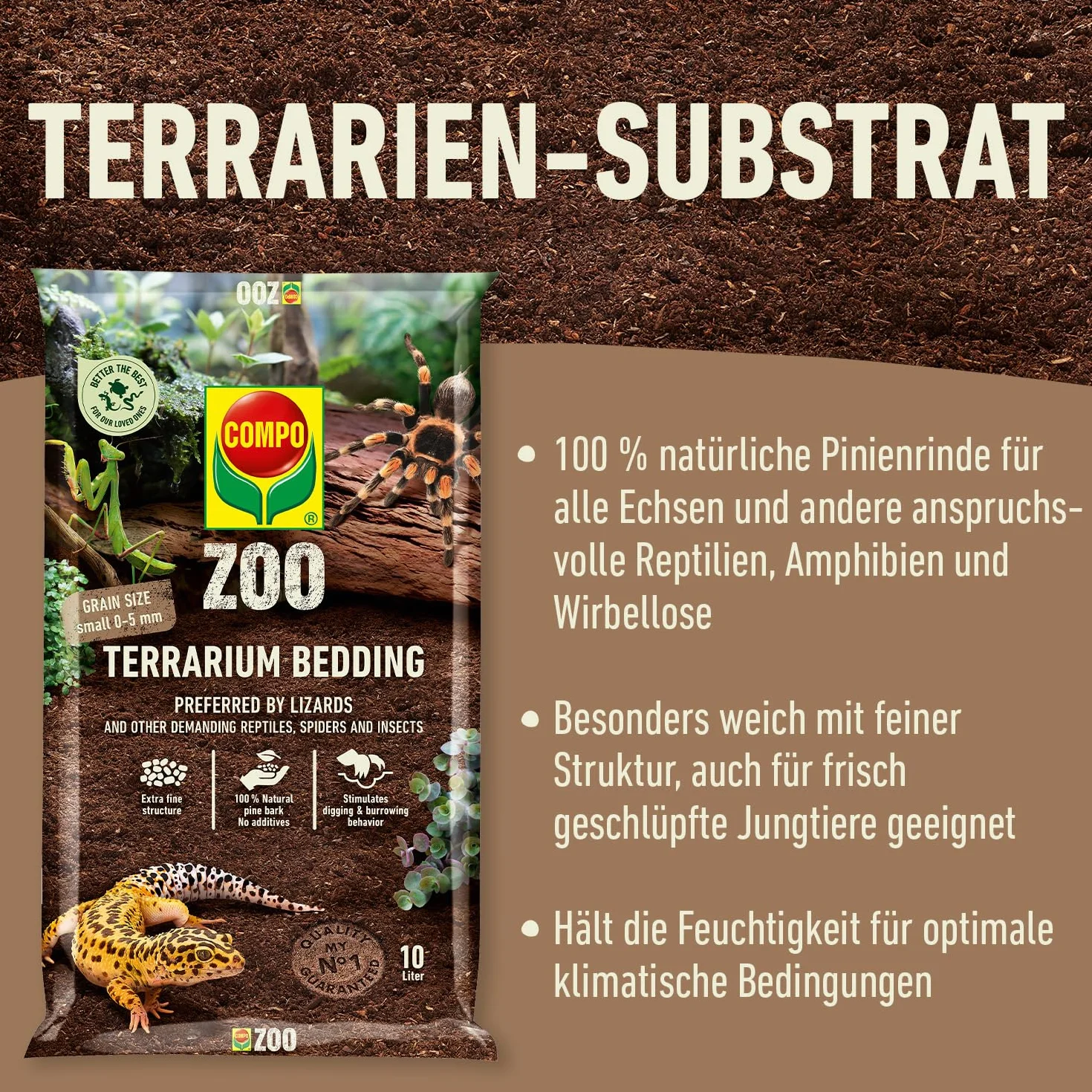 COMPO Podłoże do terrariów Zoo, uniwersalny, drobna ziarnistość 0-5 mm