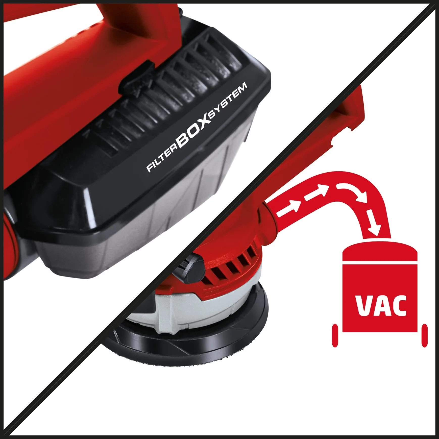 Einhell Szlifierka orbitalna TE-RS 40 E (400 W, 12 000-24 000 obr./min oscylacje, Ø tarczy 125 mm, aktywny odciąg pyłu, skrzynka filtracyjna)