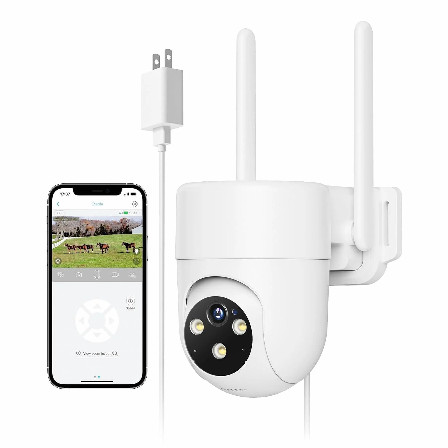 4G LTE kamera monitoringowa zewnętrzna z kartą SIM, 2K 360° PTZ IP kamera zewnętrzna, rozpoznawanie osób AI i 2-drożne audio, wodoszczelność IP66