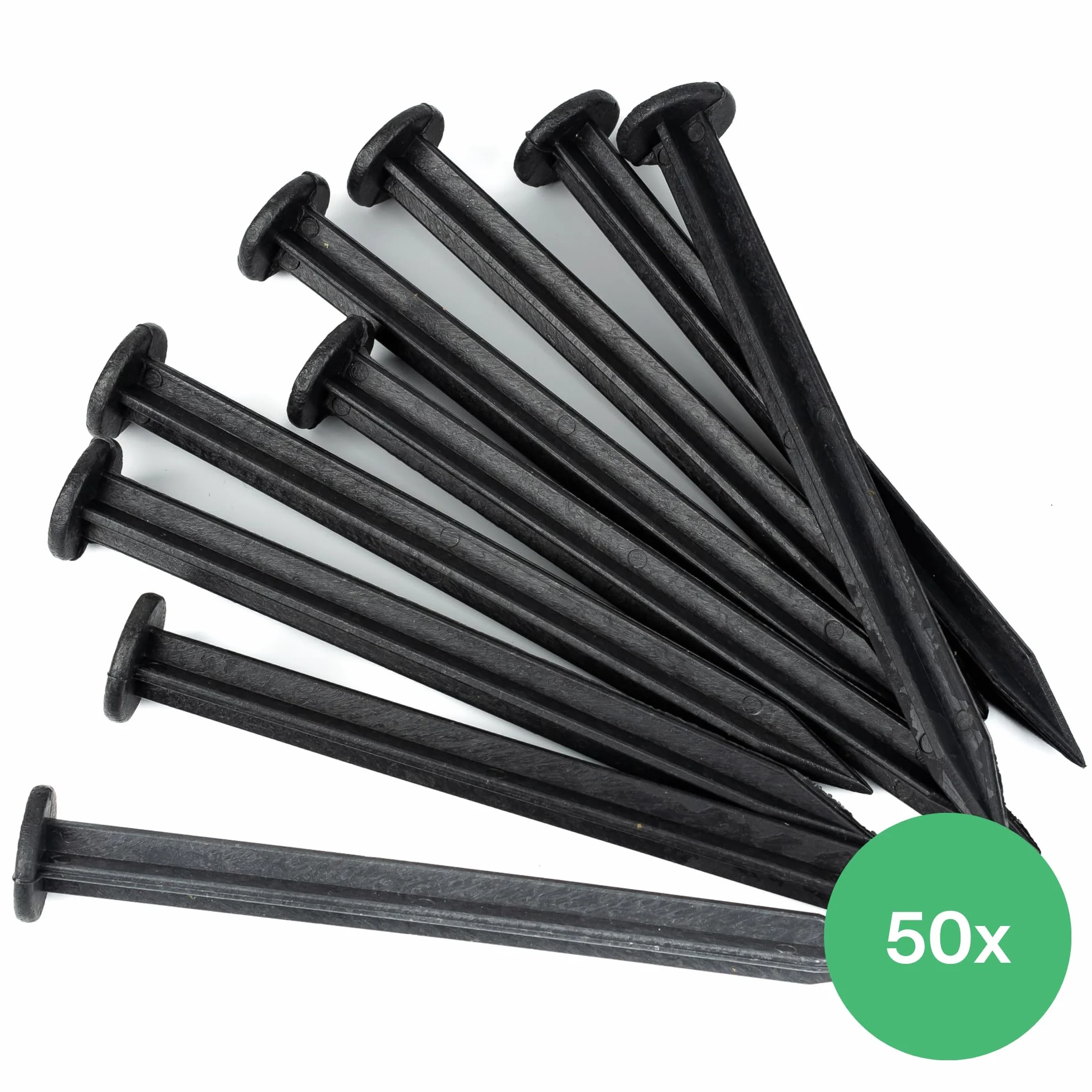 Zestaw 50 gwoździ z tworzywa sztucznego, 18 cm, do krawężnika, plastikowe gwoździe do mocowania, czarne