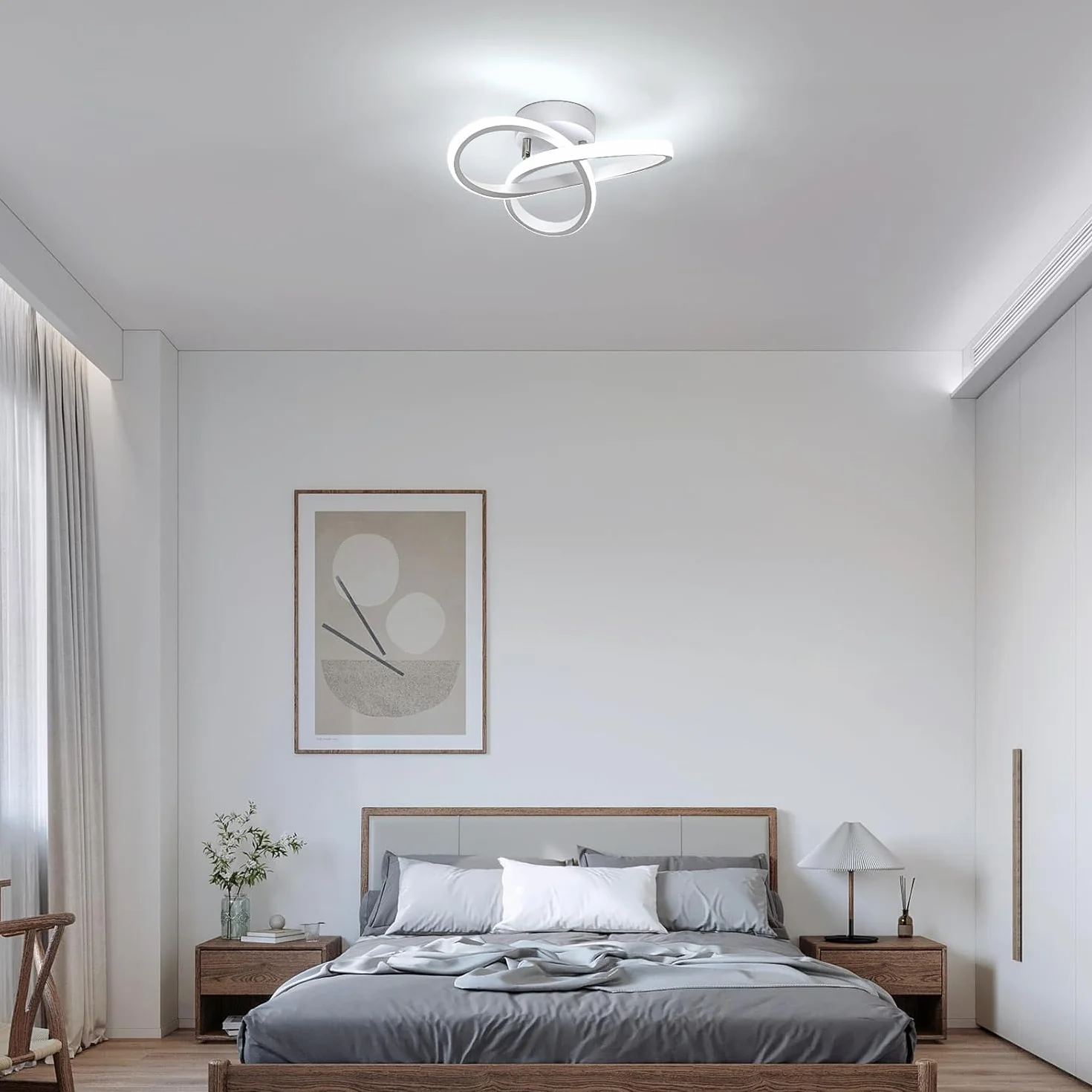 Nowoczesna lampa sufitowa LED, 22W 2500lm Kreatywna lampa sufitowa LED w kształcie kwiatu, oświetlenie sufitowe do sypialni Salon Kuchnia Łazienka Korytarz, 24 * 11 CM, chłodna biel 6500 K