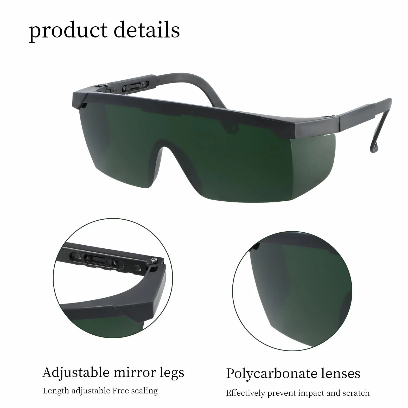 Joyan Regulowane okulary ochronne, laserowe, okulary ochronne na podczerwień, do prac spawalniczych, zielone soczewki