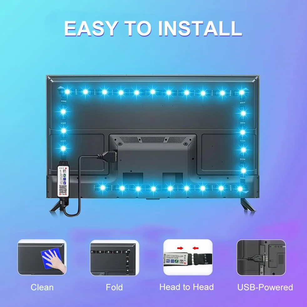 TV LED Podświetlenia 2M, Bluetooth APP Control, Music Sync Color Changing, wrażliwy Mic, Timing Function, USB Powered, Taśma LED do dekoracji kuchni w sypialni TV