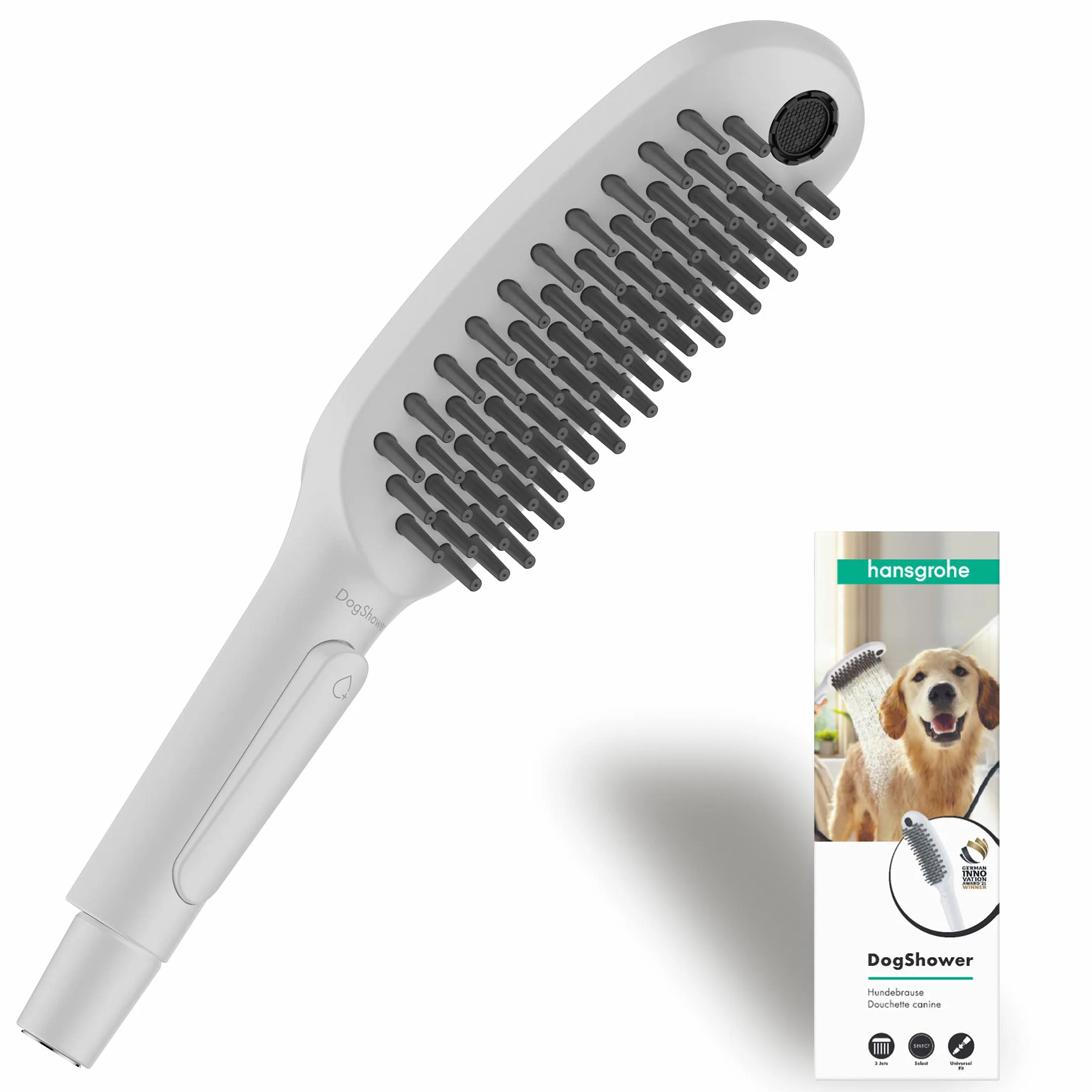 hansgrohe DogShower Główka prysznicowa dla psów 150 3jet z masującymi dyszami biały matowy, 26640700