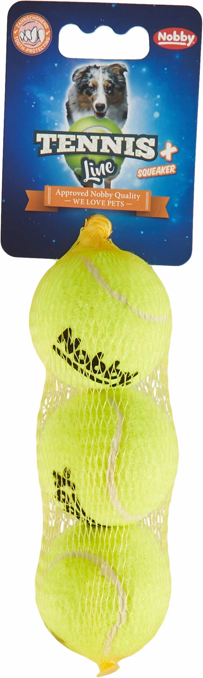 Nobby Piłka tenisowa z piszczałką S, 5,0 cm, 1 opakowanie (3 sztuki)