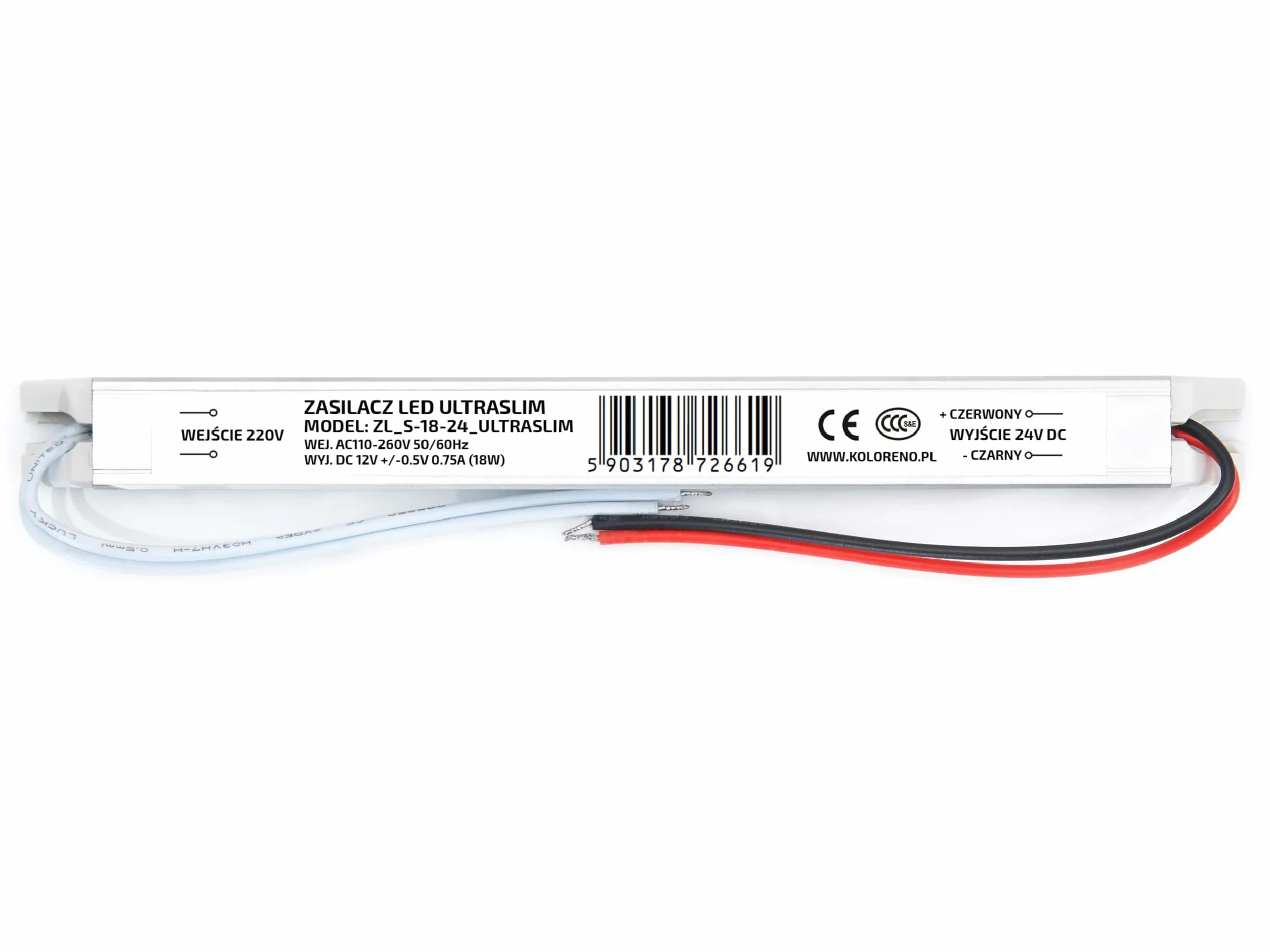 Zasilacz modułowy LED Ultra Slim - Zasilacze modułowe do oświetlenia LED - Zaawansowane funkcje bezpieczeństwa - Eaglerise 24V 18W 0.75A IP20-18x18x175mm