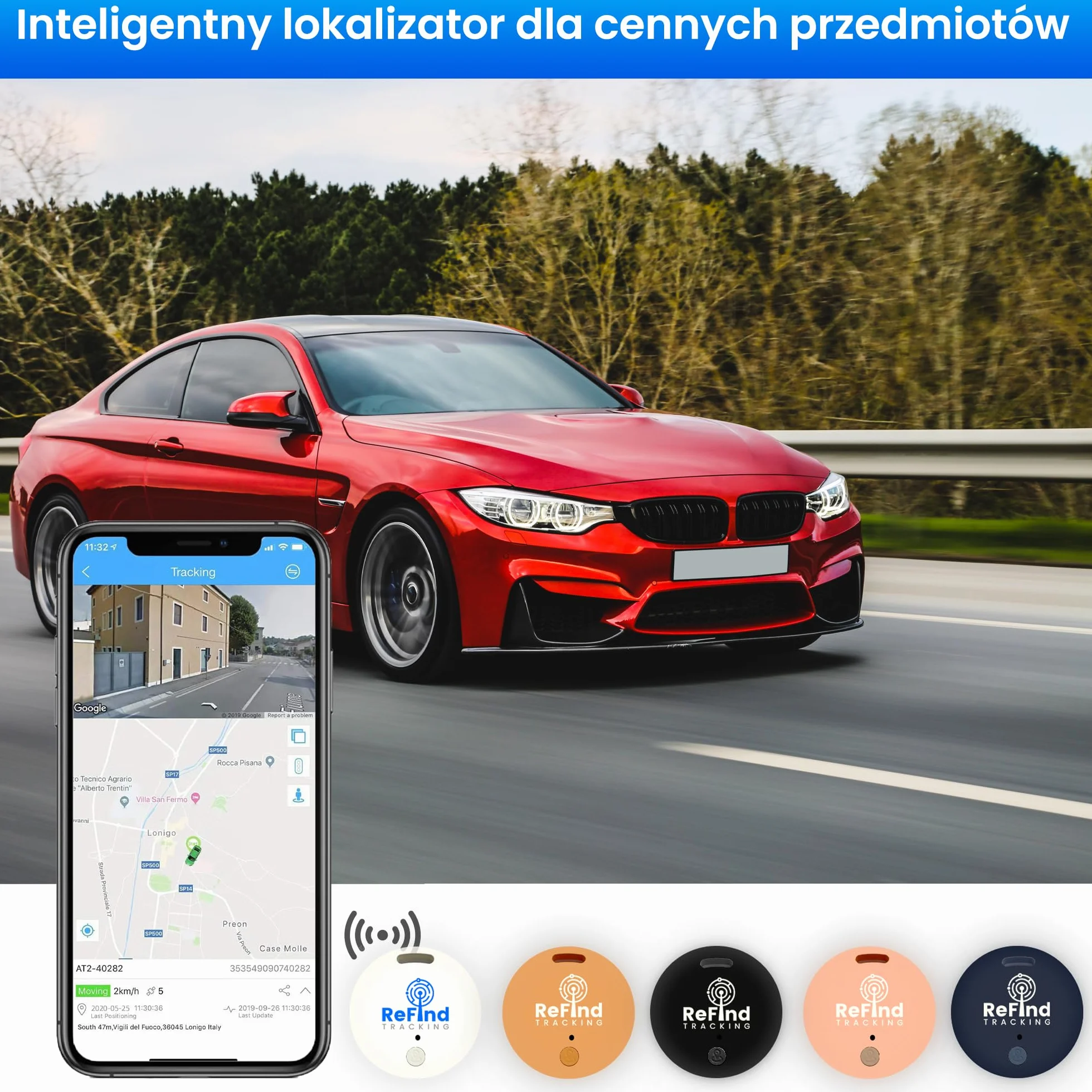 ReFind R2 Smart Tracker dla Androida i iPhone'a. Mini GPS Tag Bluetooth 5.0, Finder Kluczy. Alternatywa dla Samsung Air Tracker, dla Kluczy, Zwierząt, Portfeli i Bagażu (Czarny)