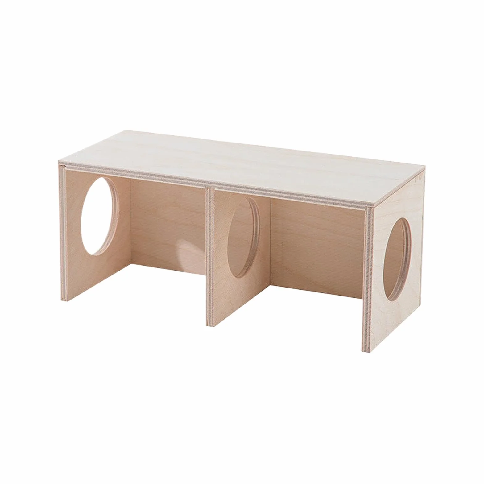 Wooden Hamster Conceal Habitat, 2-Chamber Multi-Room Small Animal Hiding Place, Natural Wood Hamster House and Maze, Cozy Shelter and Landscape Ornament for Hamsters, Gerbils,small Pets