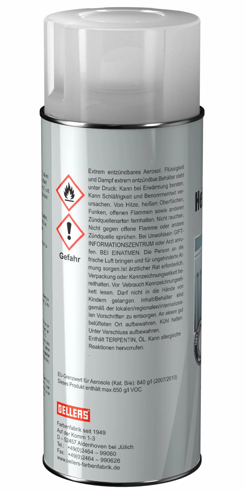 OELLERS Lakier do grzejników w sprayu 400 ml RAL 9010 Czysty biały odporny na temperaturę zarysowania ścieranie