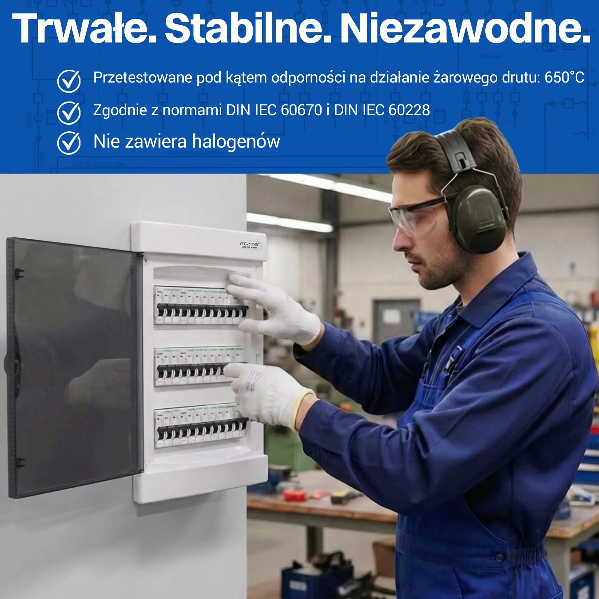 Intratec Skrzynka Rozdzielcza Podtynkowa 3 Rzędowa – Skrzynka Rozdzielcza IP40 na 36 Modułów z Przezroczystymi Drzwiami i Szyną do Łatwej Instalacji Elektrycznej w Domu i Firmie – 482 x 283 x 106mm