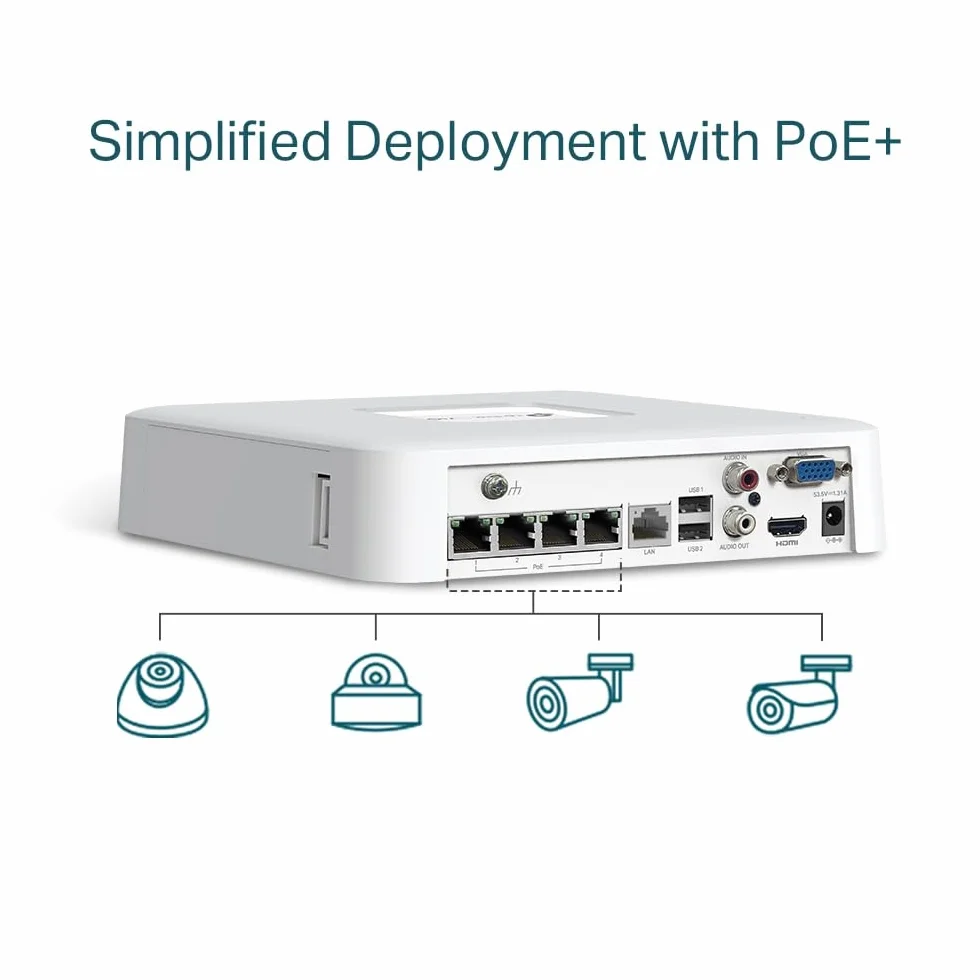 TP-LINK VIGI NVR1104H-4P 4-kanałowy rejestrator sieciowy PoE