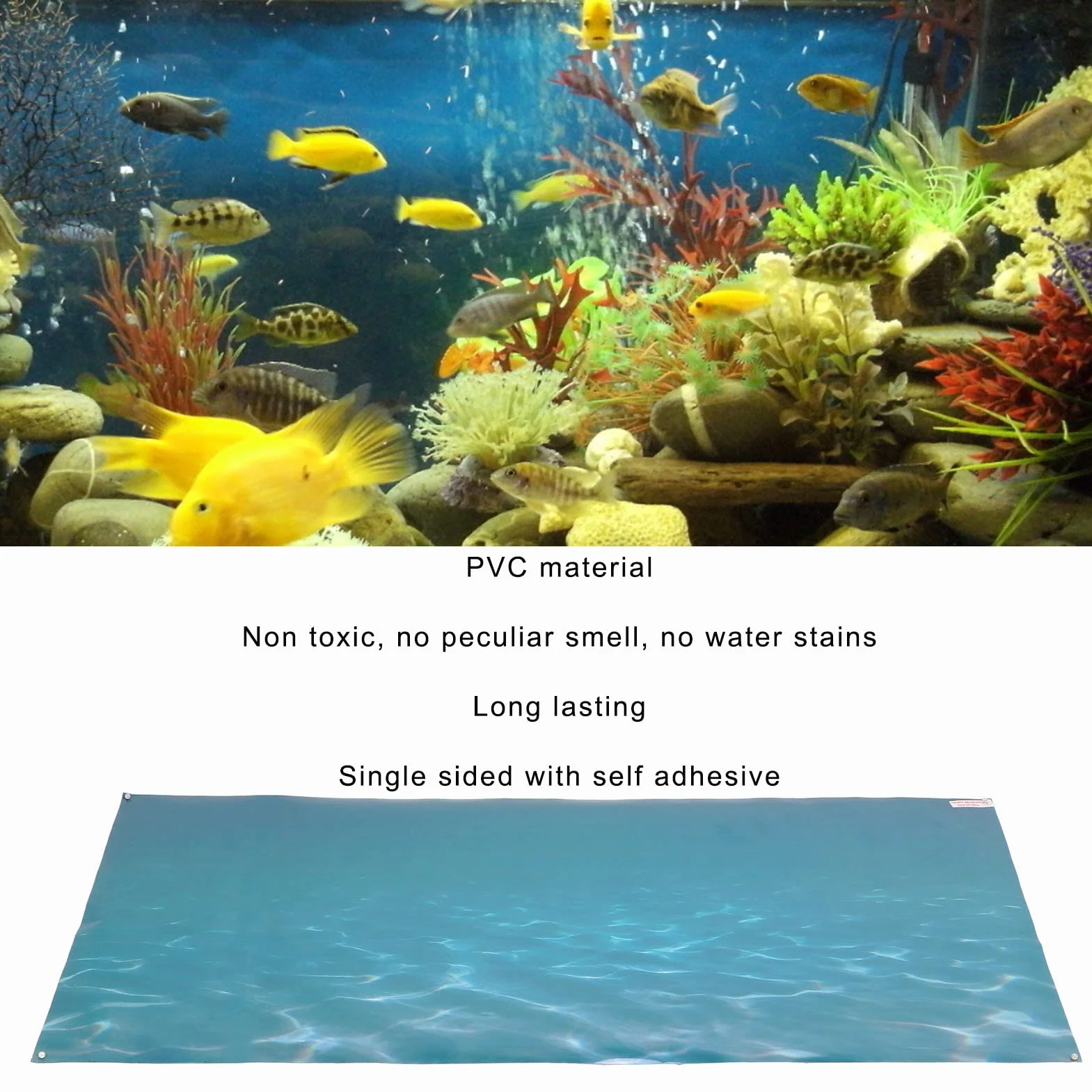 Tło do Akwarium Naklejka Samoprzylepny PVC 3D Wzór Morski 61x41cm