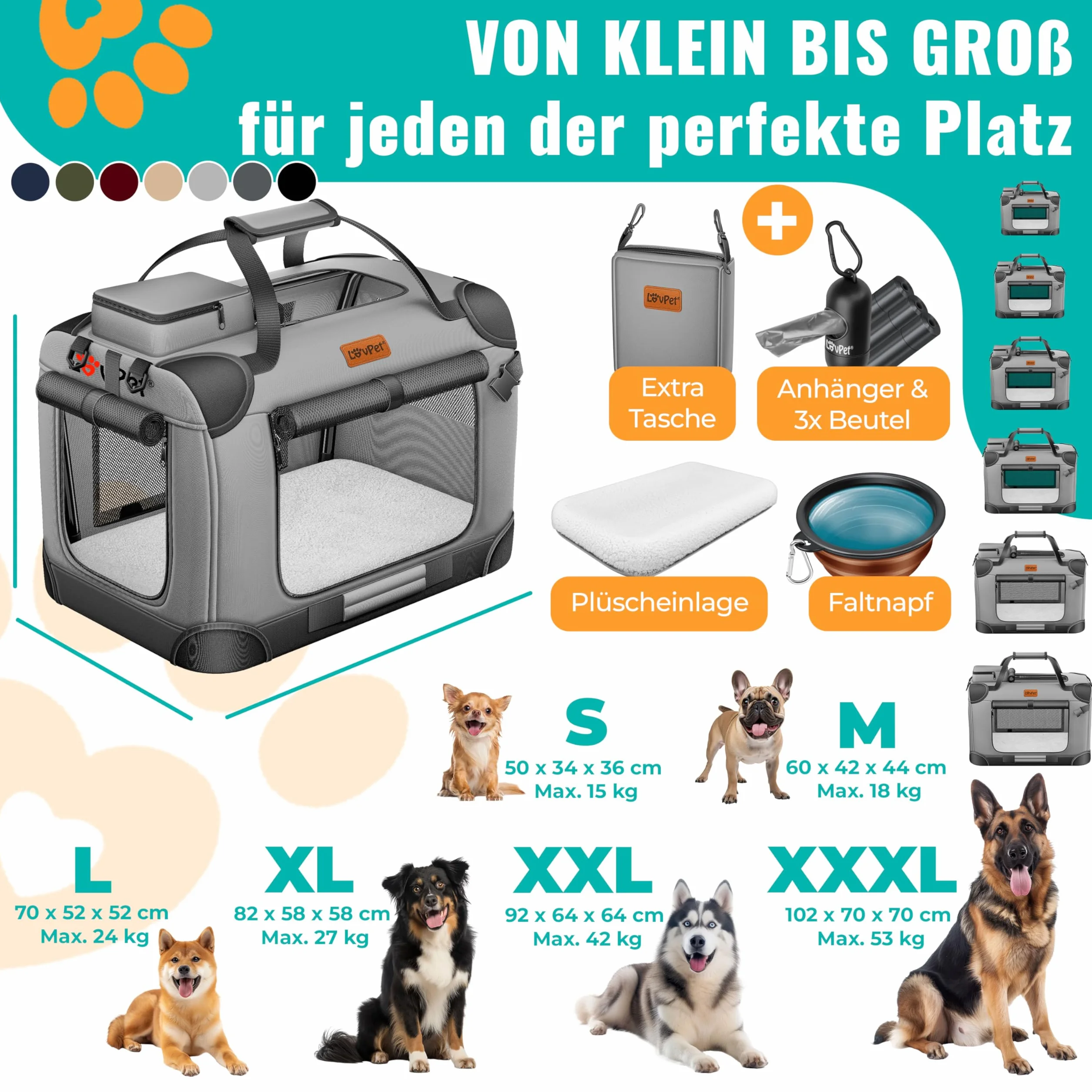 Lovpet Torba transportowa dla psów i kotów XL 81,3 x 58,4 x 58,4 cm składana