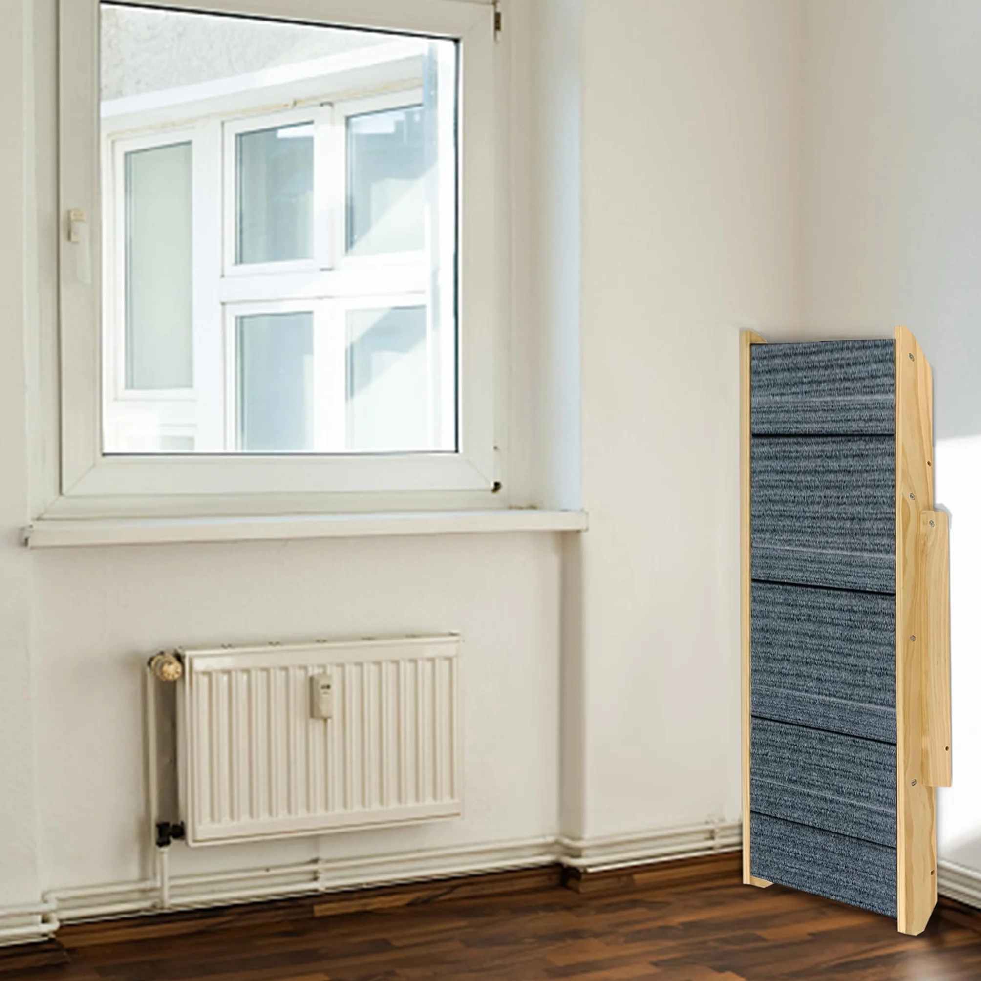 YUENFONG 2 w 1, rampa dla psów, schody dla zwierząt domowych, do samochodu, składana, z 4 stopniami, antypoślizgowe, odwracalne, z drewna sosnowego, do 80 kg, drabinka dla kotów, na balkon, sofę, typ