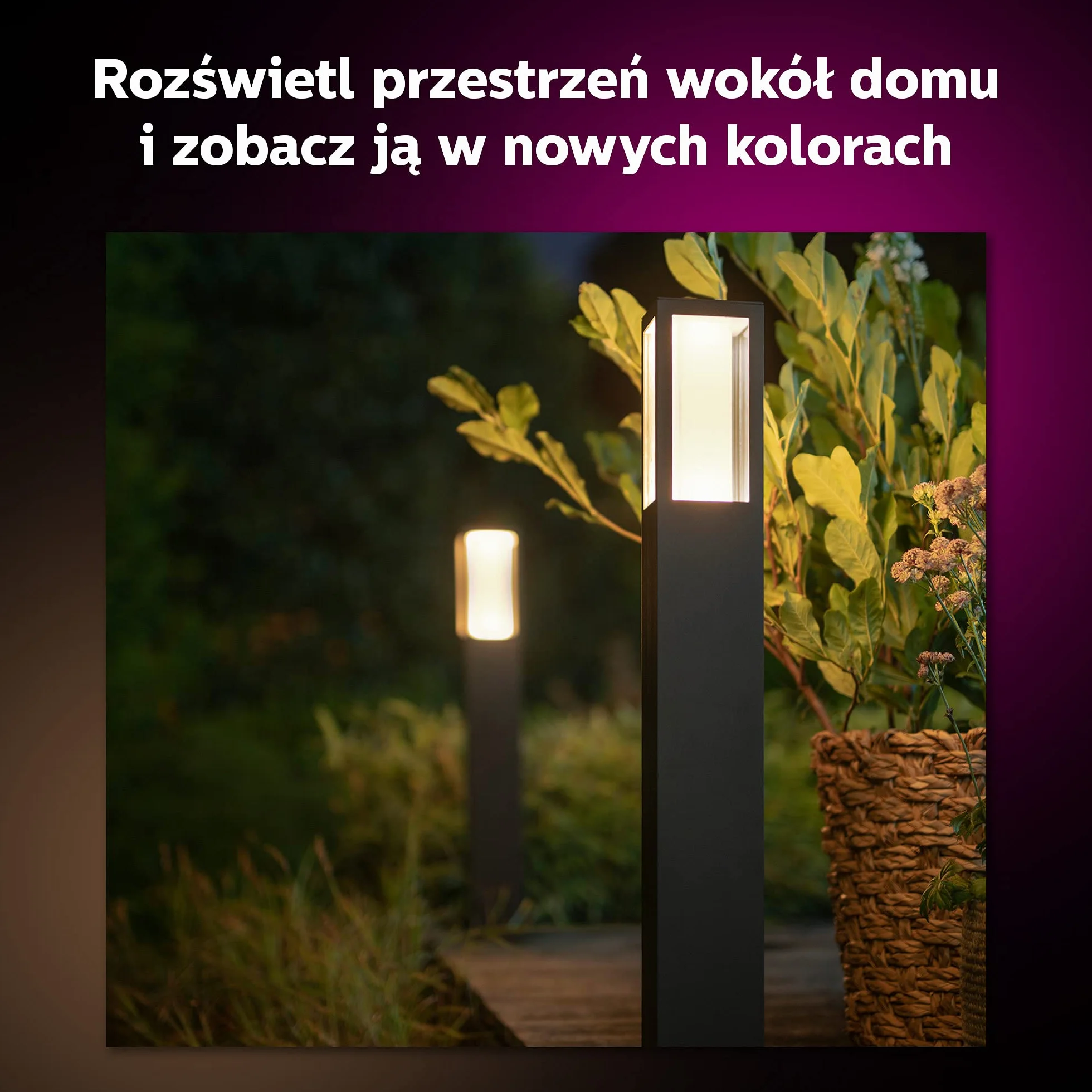 Philips Hue Impress White and Color Ambiance Zewnętrzna lampa stojąca LED, wysoka, 16 mln kolorów, sterowanie aplikacją
