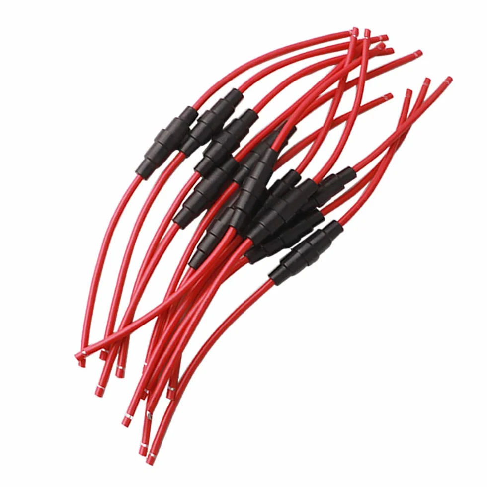 Uchwyt bezpieczników AGC 5x20 mm szklana rurka nasadka śrubowa 32V 20A skrzynka bezpieczników z przewodem 16 AWG czarny