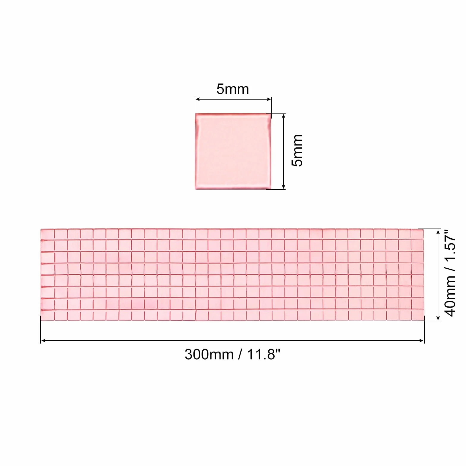 Płytki samoprzylepne Mozaika Lustro 5x5 mm Kwadratowe Szklane Różowe Złoto 2360 szt.
