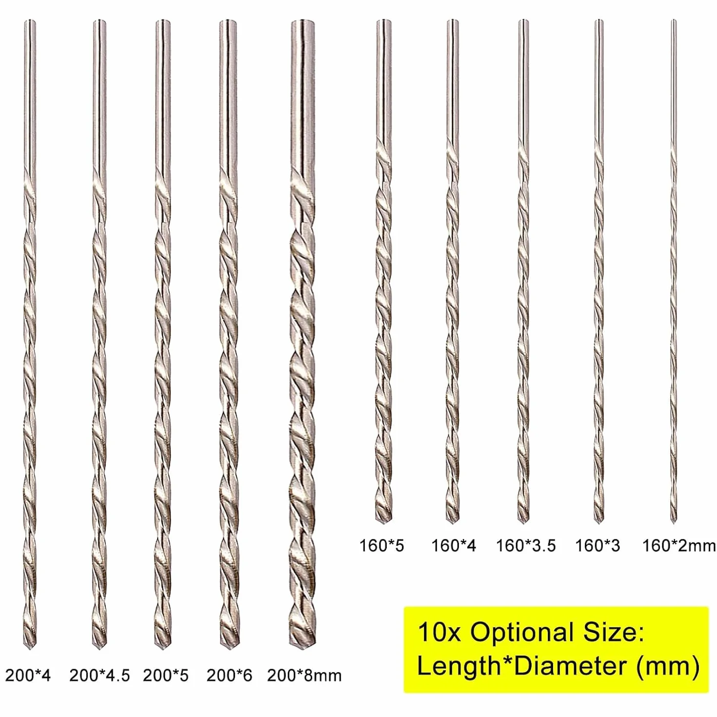 Wiertło Kręte HSS 200 mm x 6 mm Prosty Trzpień Pokryte Złotem