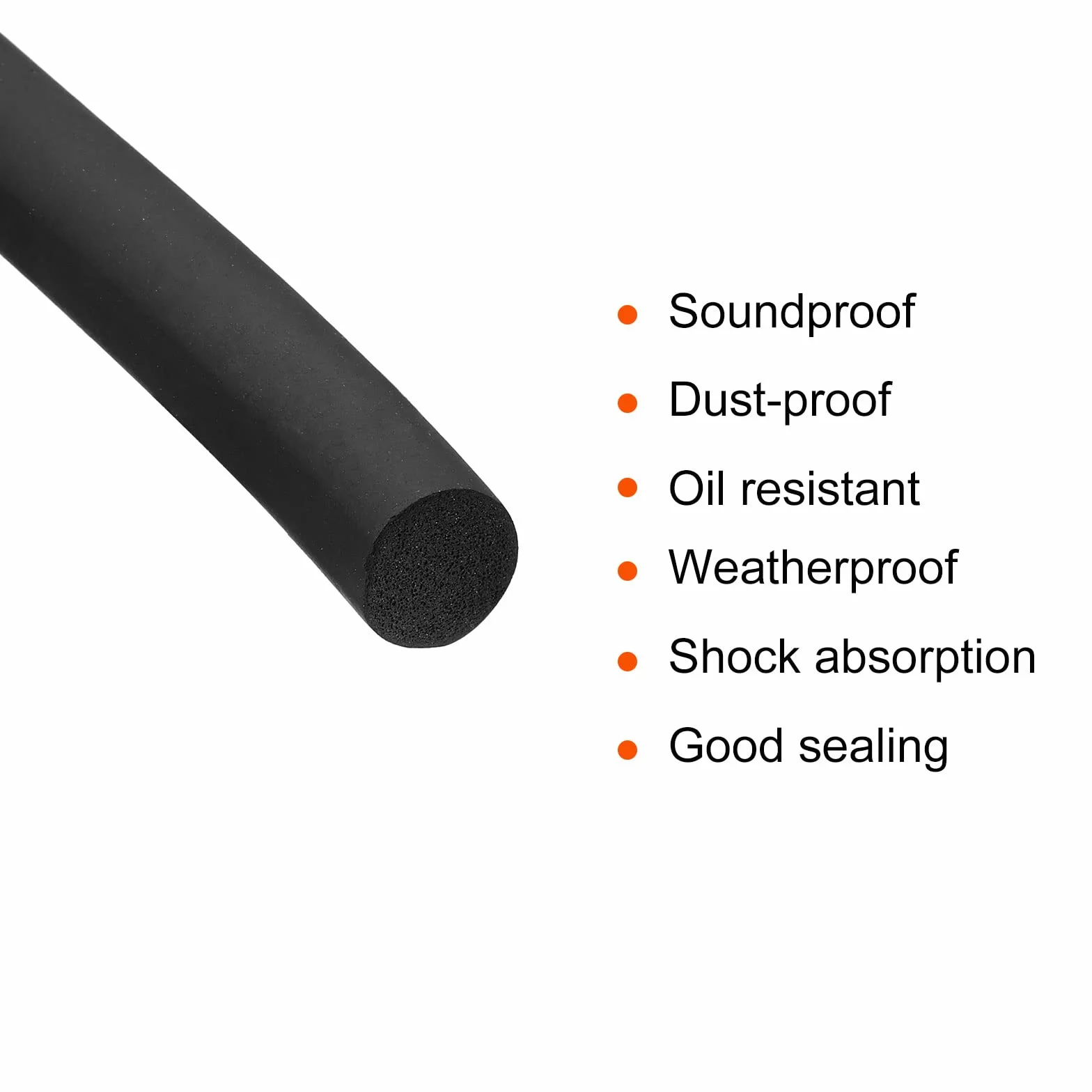 sourcing map Uszczelka z pianki gumowej, 2 mm średnicy x 10 m długości, okrągła, z gumy EPDM, do samodzielnego uszczelnienia, łożyska wkładki, węże piankowe, rzemiosło, uszczelnienie domu