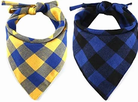 CHUKCHI Bandana dla psa w kratę, 4-pak - regulowane chusteczki dla psów, szalik, zmywalny, w kratę, trójkątna, dwustronna, bawełniana bandana z sznurkiem, odpowiednia dla małych, średnich i dużych