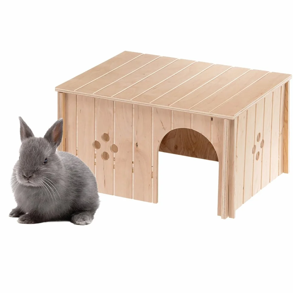 Ferplast SIN 4647 Domek dla Królików, Akcesoria do Klatek z Płaskim Dachem i Otworami Wentylacyjnymi, Zestaw Montażowy, 37 x 27,7 x wys. 20 cm