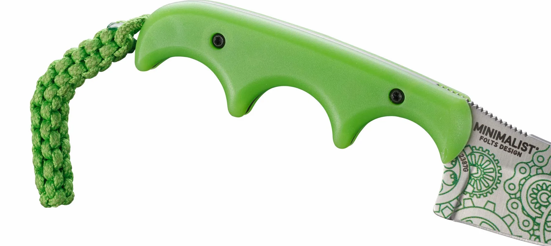 CRKT Minimalist Bowie Gears EDC Knife: Compact Everyday Carry Fixed Blade, Folts Utility Knife with Satin finish, Resin Infused Fiber Handle, and Glow-in-the-dark Sheath 2387G