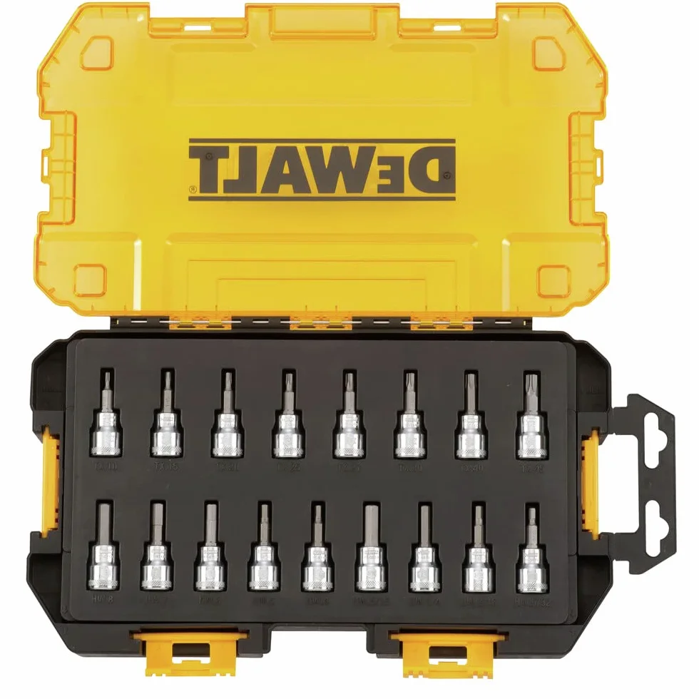DEWALT Zestaw gniazd napędowych 3/8 cala SAE/metryczny 17-częściowy DWMT73806