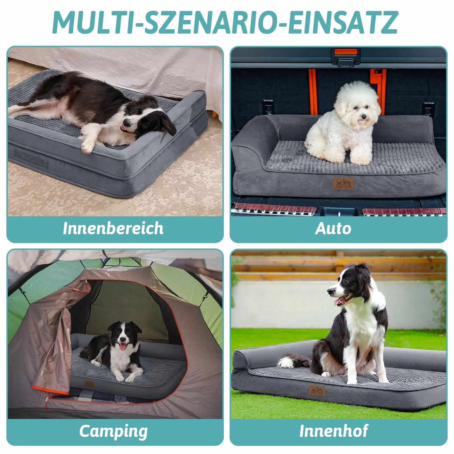 COZY KISS Ortopedyczne legowisko dla psa, grubość 19 cm, sofa dla średnich psów, zdejmowane i nadające się do prania, kanapa dla psów, antypoślizgowa strona spodnia, wodoszczelna wyściółka wewnętrzna
