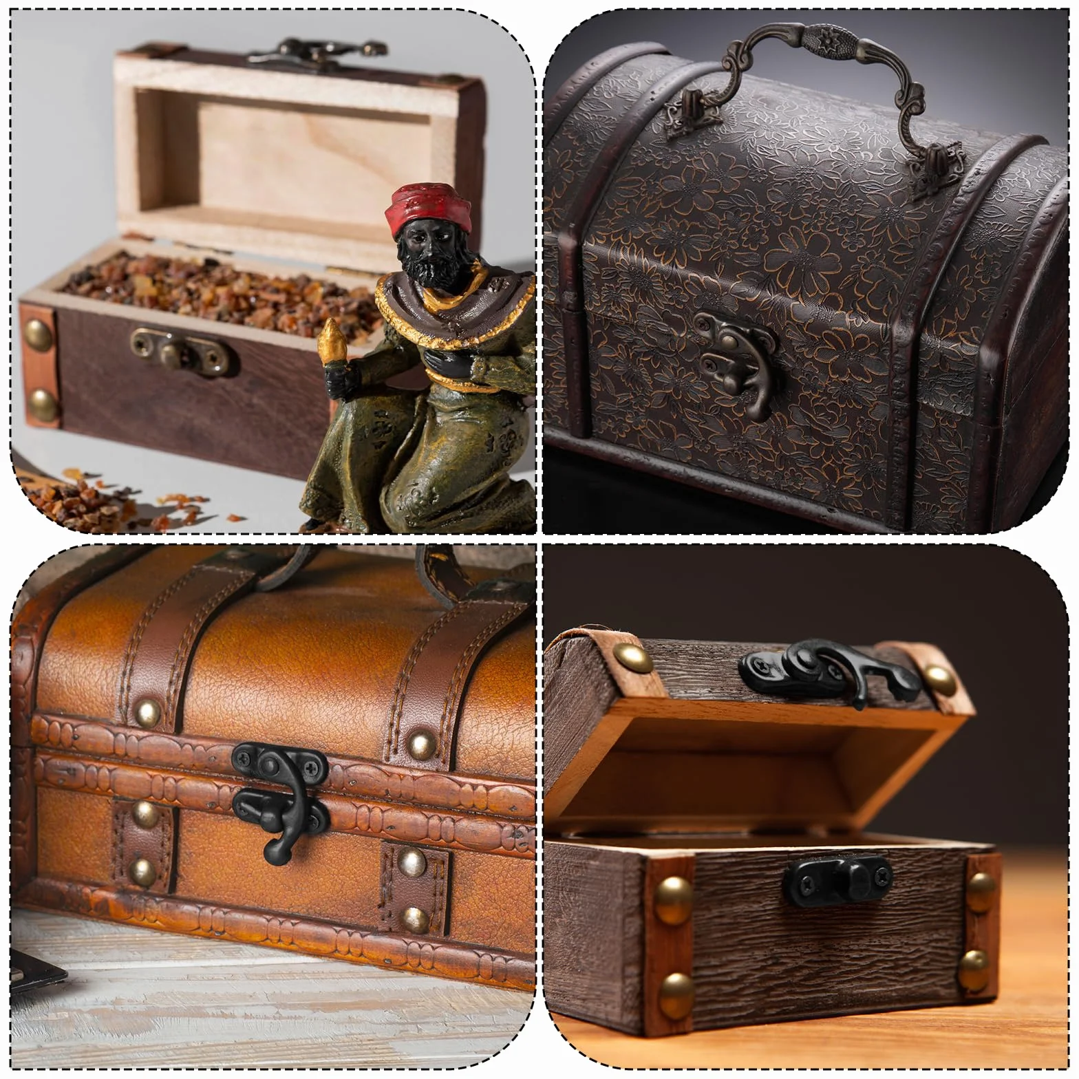 2 sztuki w stylu vintage, szybkie zamknięcie, prawe rygielki, z 8 śrubami, haczyki, zatrzaski, łatwe otwieranie, do małej szkatułki na biżuterię, drewniane pudełko na wino