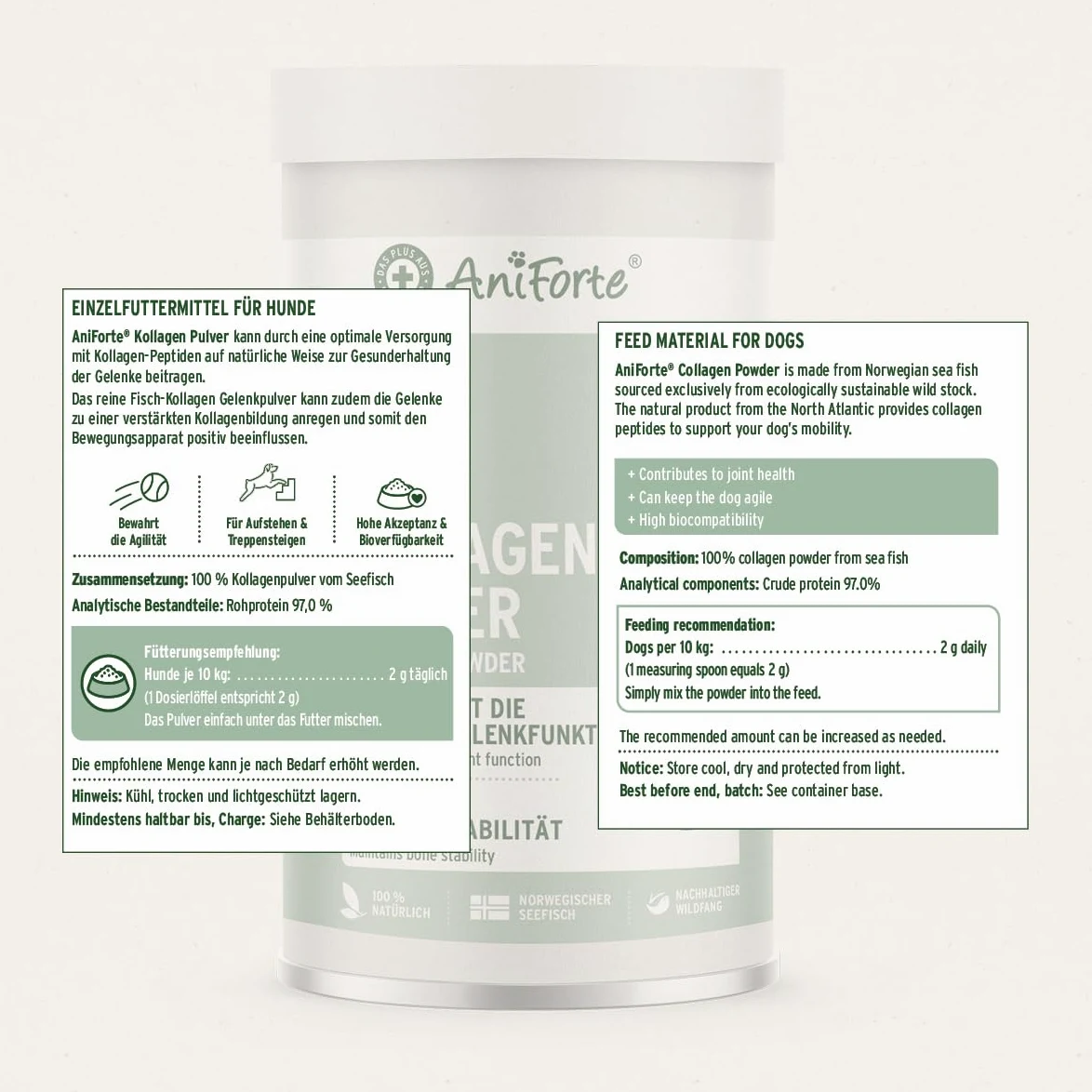 AniForte Marine Kolagen proszek dla psów CollaMove 450 g - Kolagen rybny wspomaga stawy, ścięgna i więzadła – naturalny produkt dla sprawności stawów i zwinności