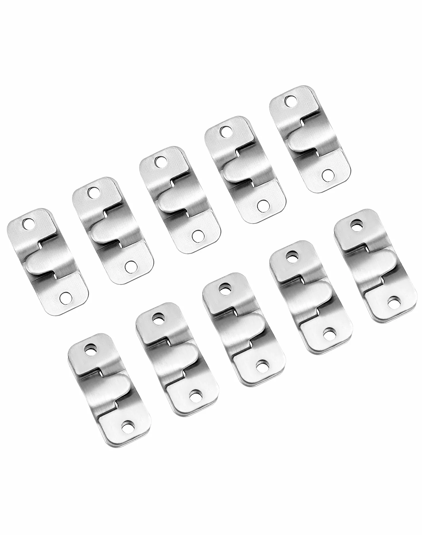 QWORK® 10 par blokujących haczyków Haczyki do obrazów Haczyki do zawieszania lusterek Łączniki meblowe - Stal nierdzewna - 44x19 mm