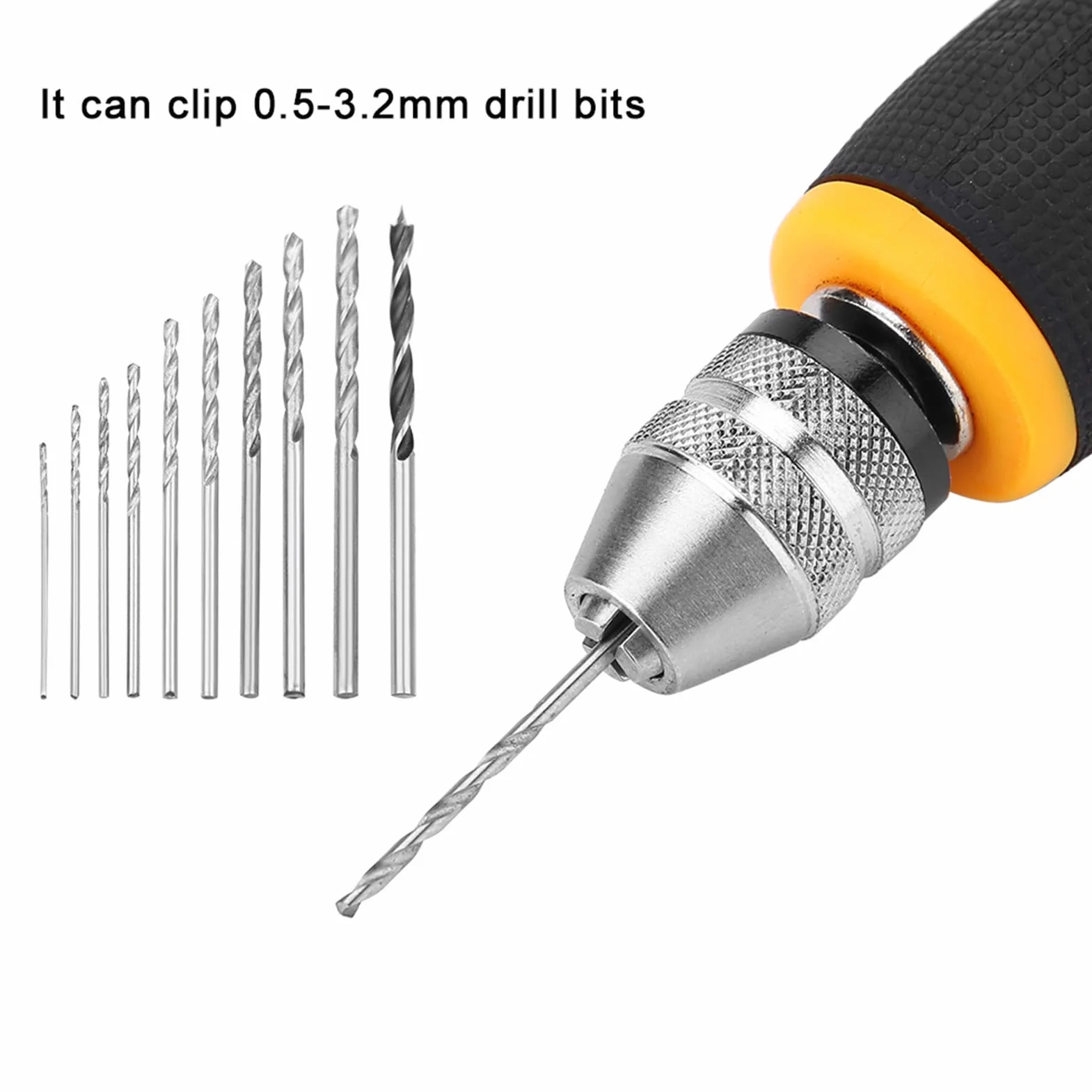 Mini przenośna wiertarka ręczna z 10 wiertłami spiralnymi 0,8-3,0 mm do drewna