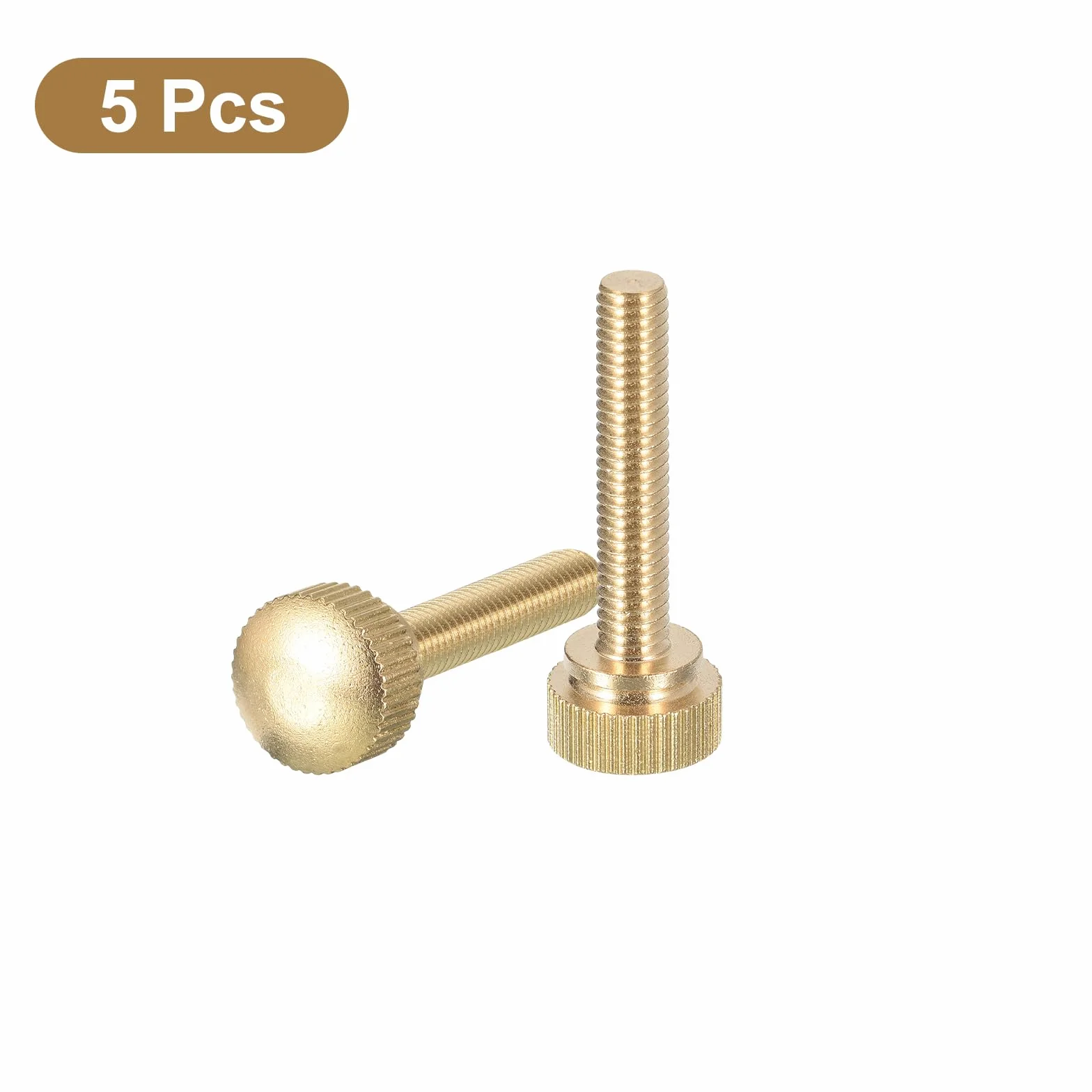 QUARKZMAN M6 x 30 mm radełkowane śruby kciukowe, 5 sztuk mosiężne radełkowane śruby na kciuk z guzikami na ramię elementy mocujące, kolor mosiądzu