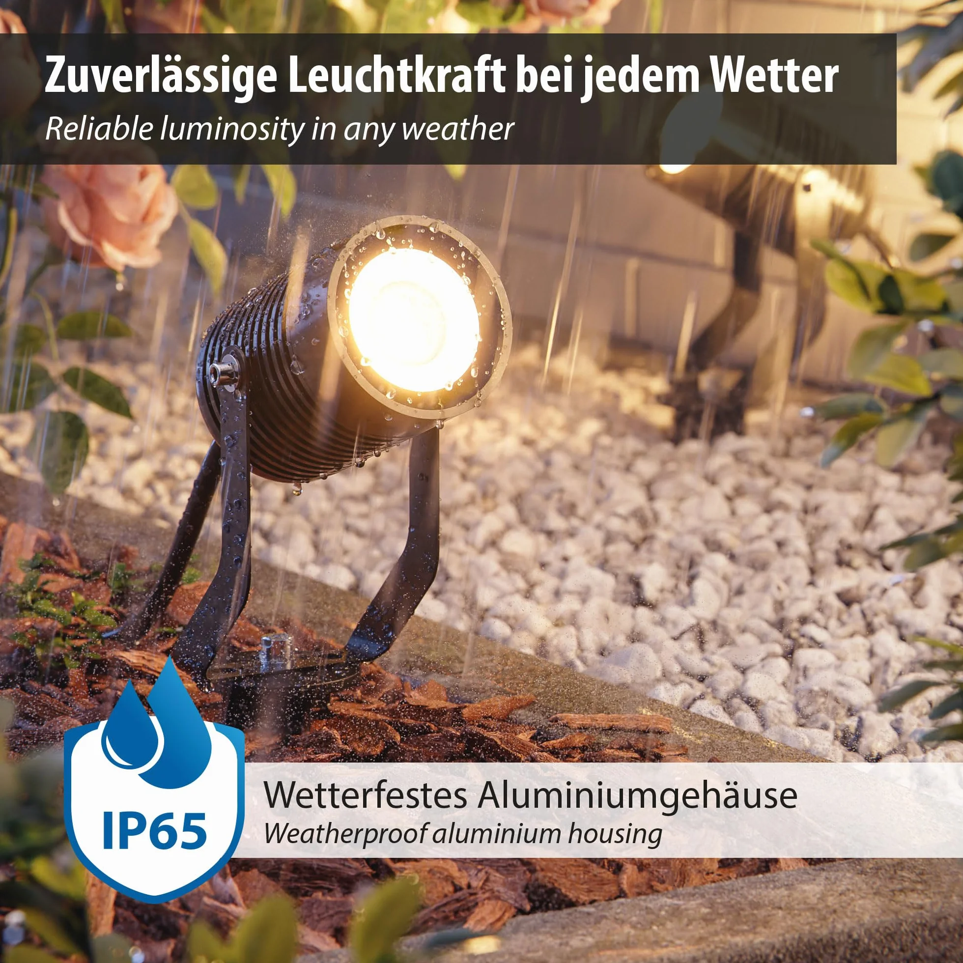 ledscom.de Reflektor ogrodowy SHINGA do zastosowań zewnętrznych, IP65, wtyczka, czarny, 1x GU10 maks. 15W