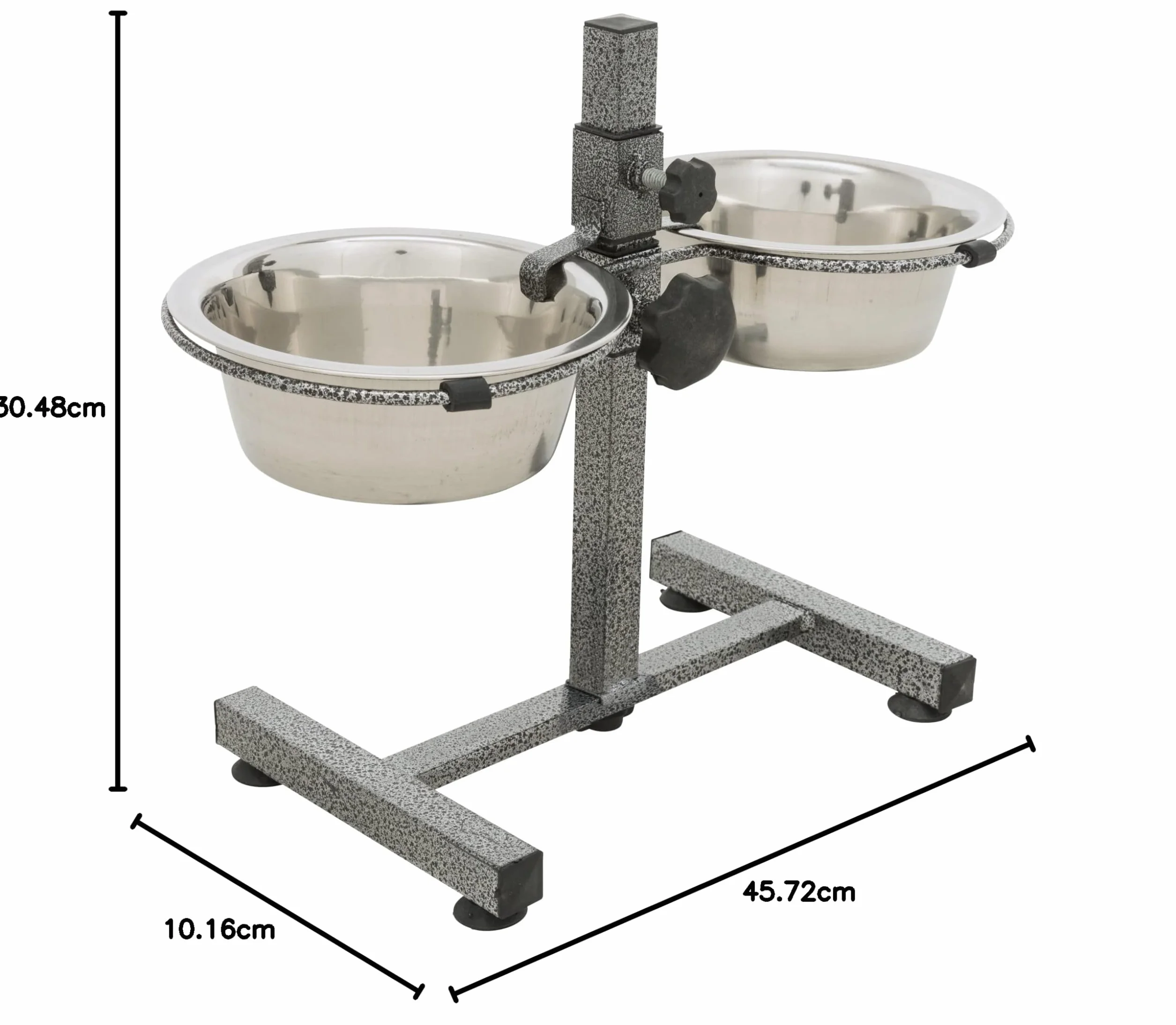Trixie Podpórka do misek dla psów, 2 x 0,75 l (średnica 15 cm), regulacja wysokości do 27 cm, czarna