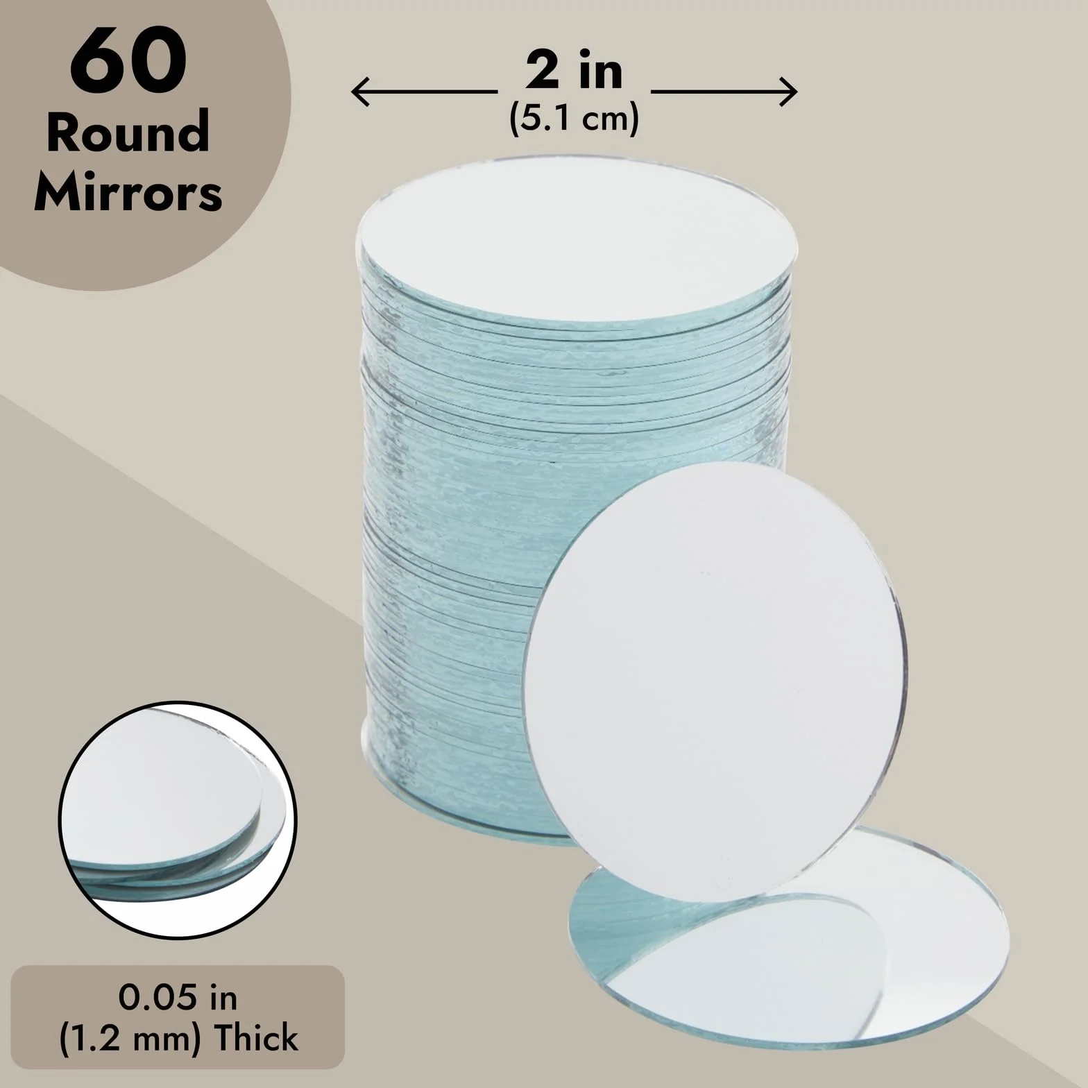 Okrągłe lustrzane płytki mozaikowe 60 sztuk 5 cm do dekoracji ścian
