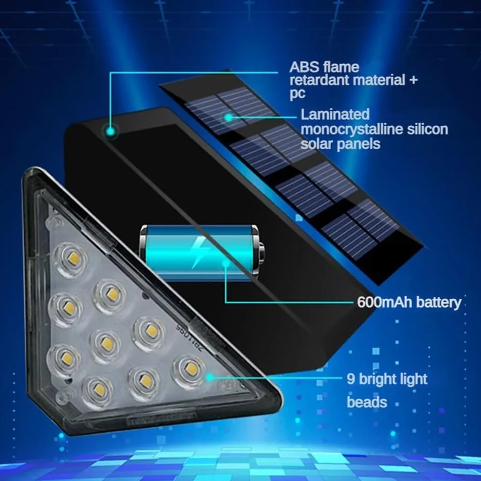 CREATESTAR Słoneczne światła stopniowe, trójkąt ogrodzenia schodów IP67 Wodoodporny pokład LED Light do ogrodowego patio, ganku,drzwi wejściowe, na zewnątrz, ścieżka, ciepły biały 6 paczek