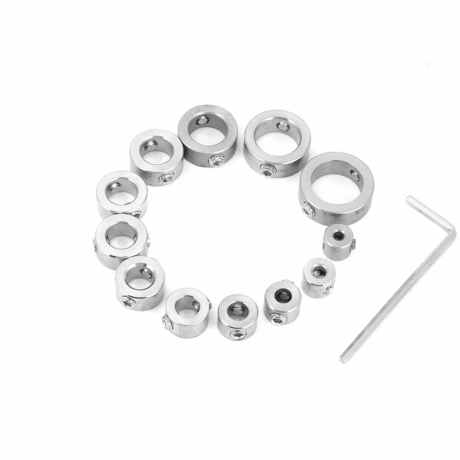 12 szt. 3-16mm Ogranicznik Głębokości Wiertła ze Stali Nierdzewnej, Zestaw Kołnierzy Ogranicznika Głębokości Wiercenia Ogranicznik Głębokości Wiertła Zestaw Kołnierzy do Obróbki