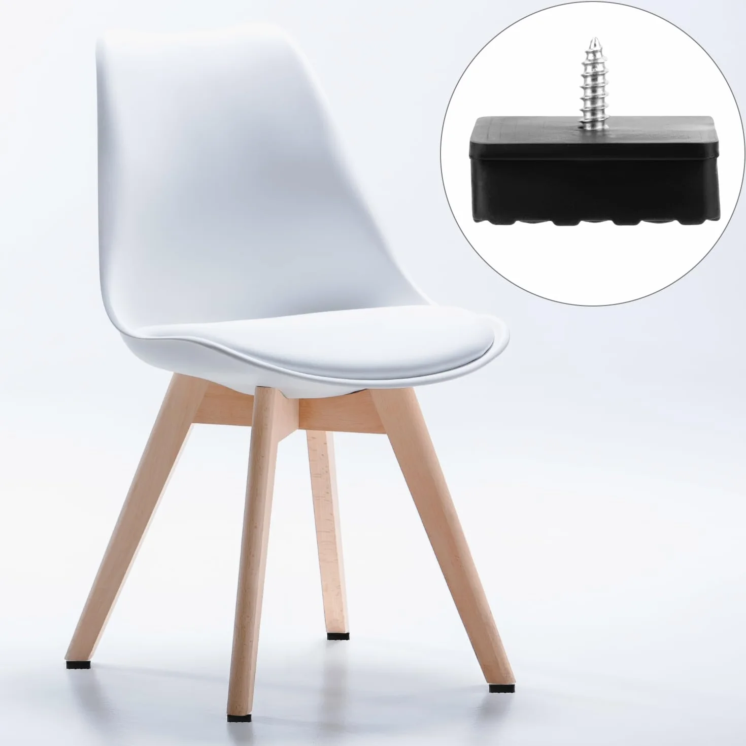 QWORK® Zestaw 18 kwadratowych gumowych nóżek przykręcanych 30 x 30 x 10 mm, antypoślizgowe gumowe odbojniki ze śrubą do mebli i podłóg, czarne